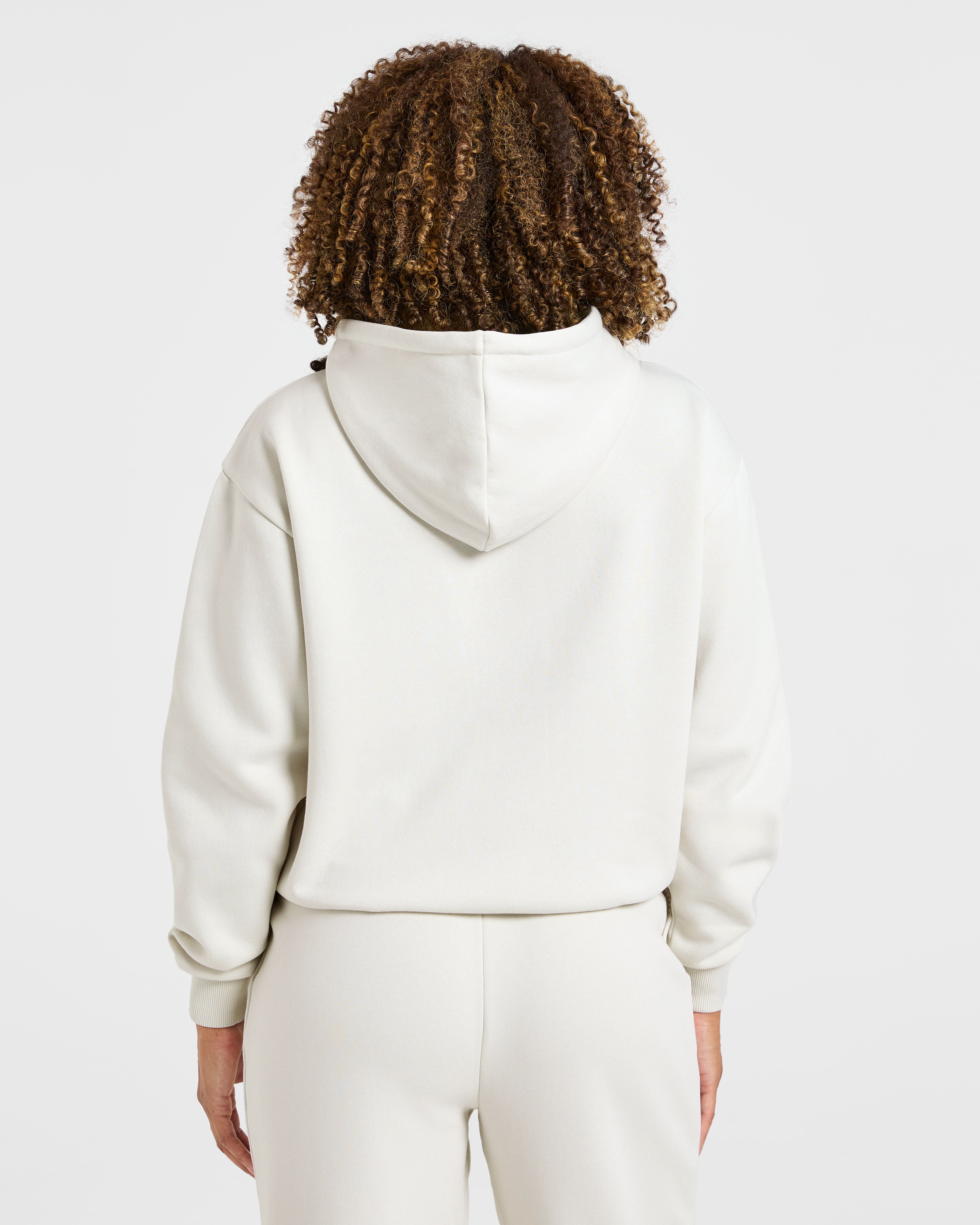 Lifestyle Oversized Zip Up Hoodie - Off Blanc