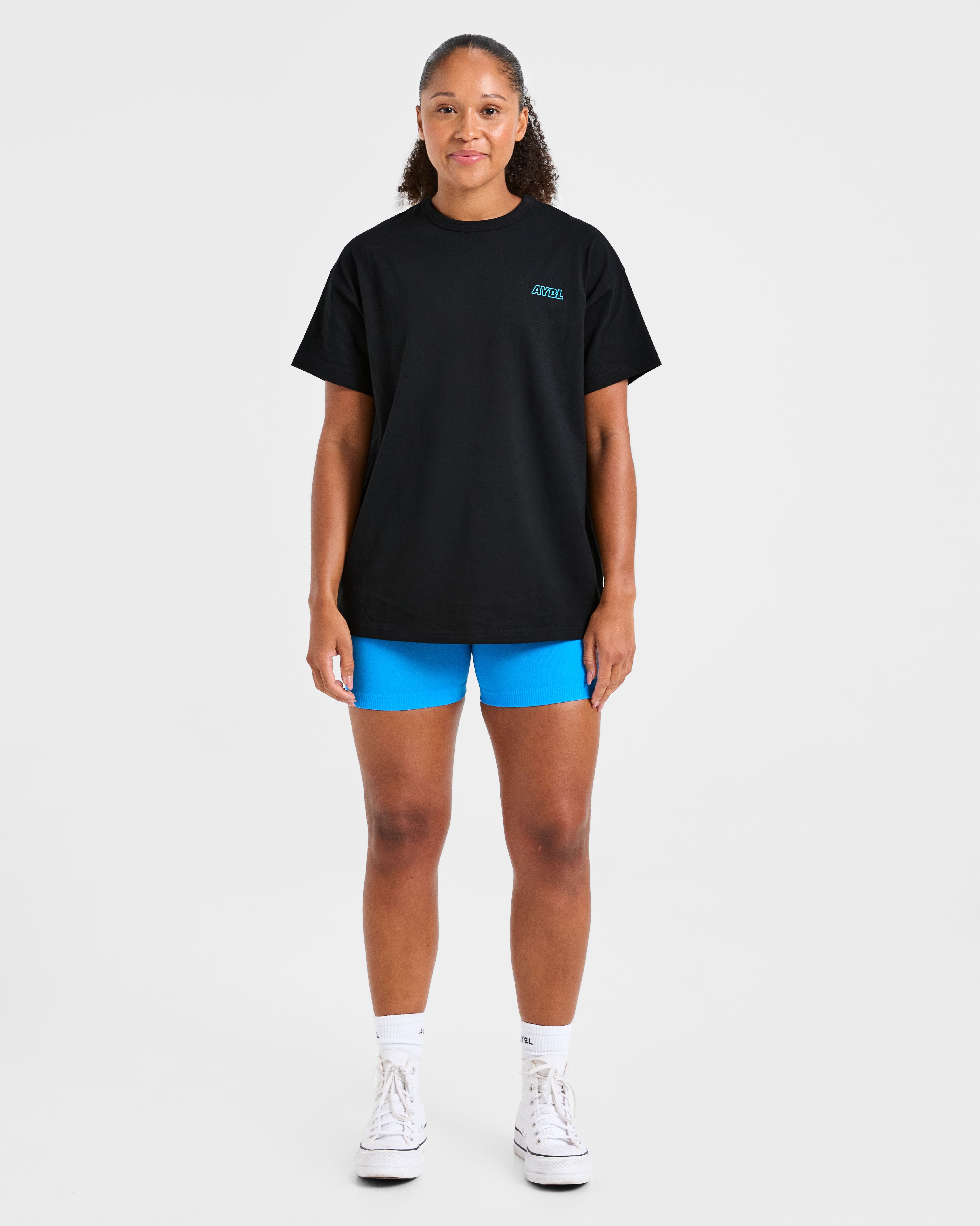 Strength Starts Here Oversized T Shirt - Noir/Bleu