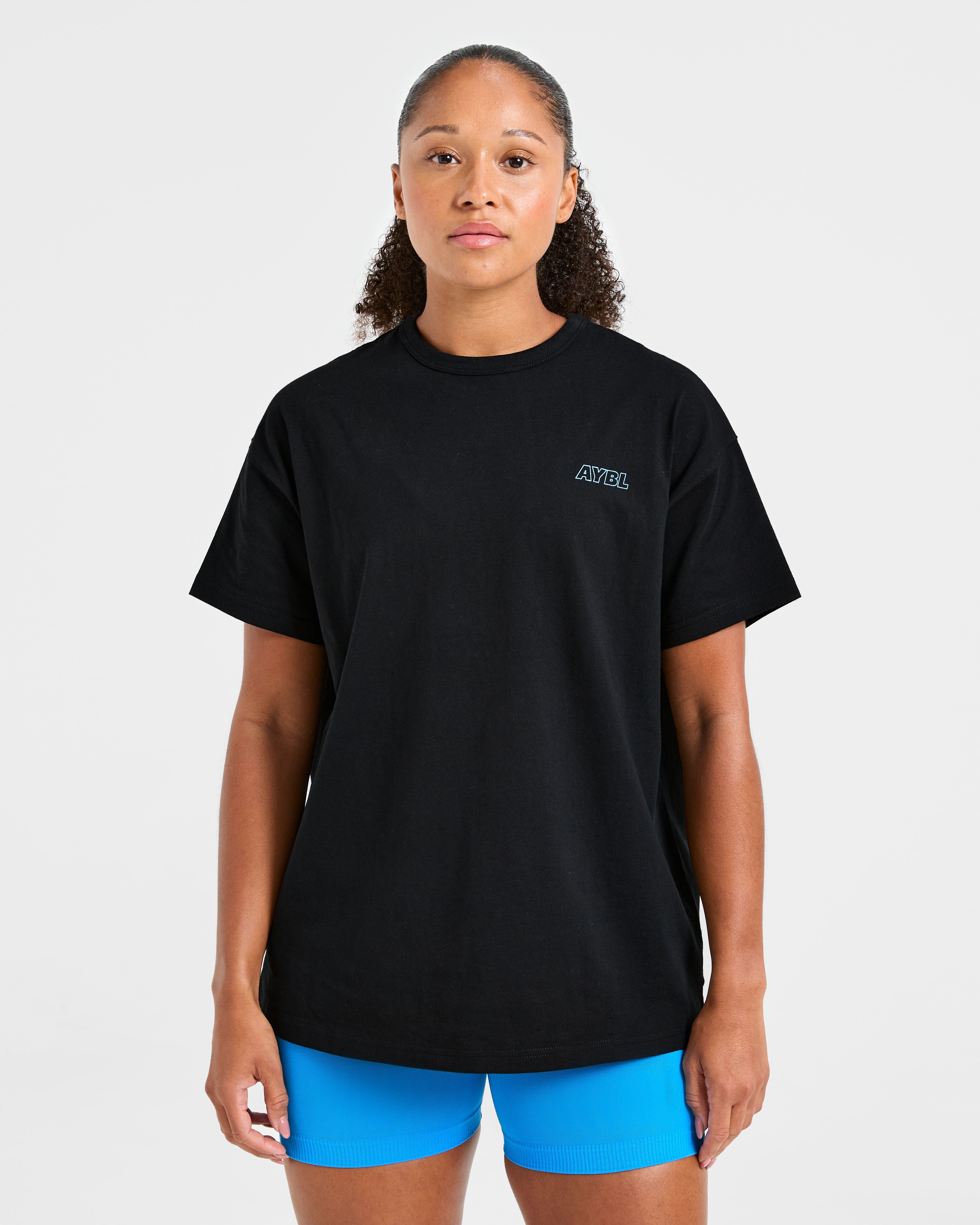 Strength Starts Here Oversized T Shirt - Noir/Bleu