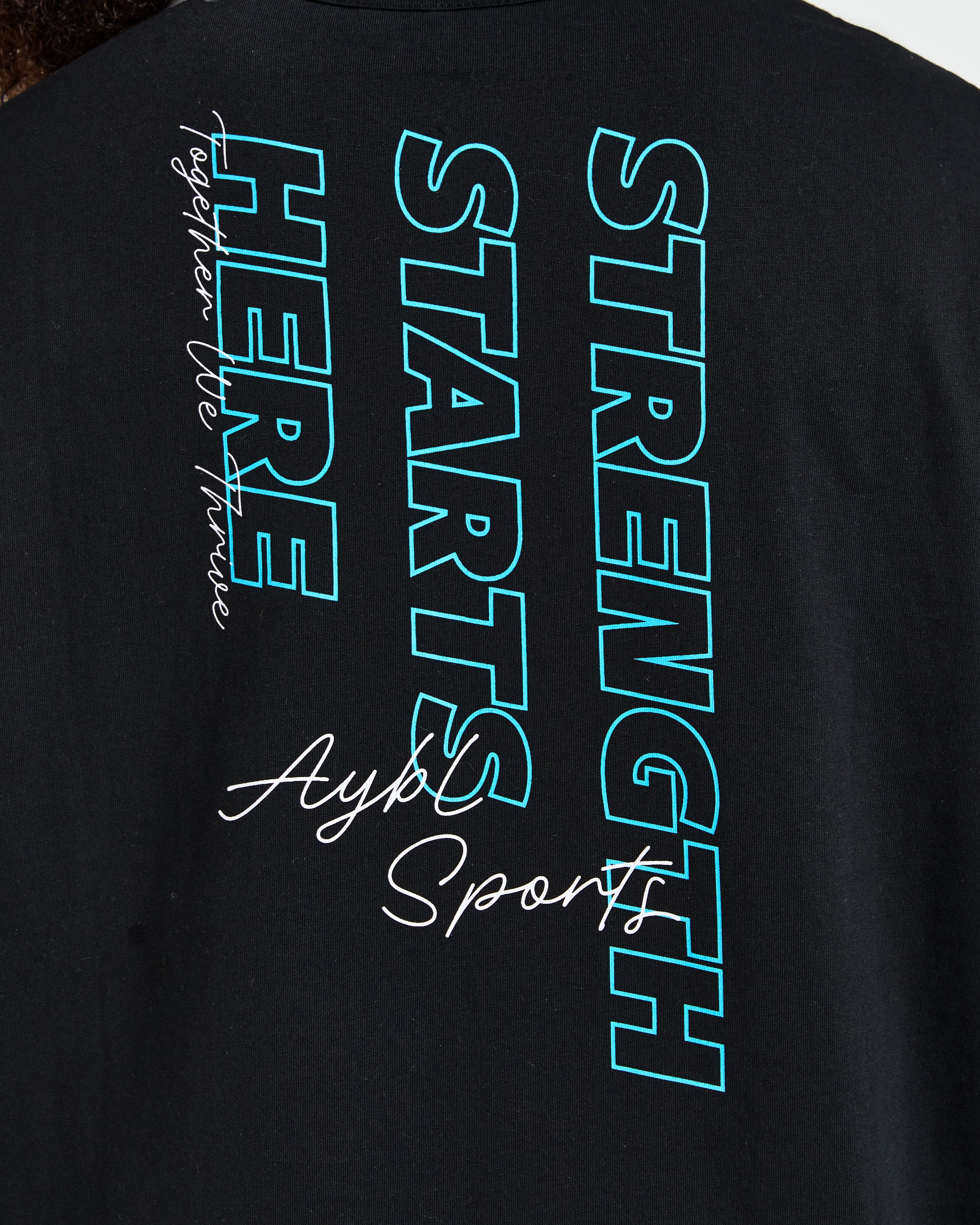 Strength Starts Here Oversized T Shirt - Noir/Bleu