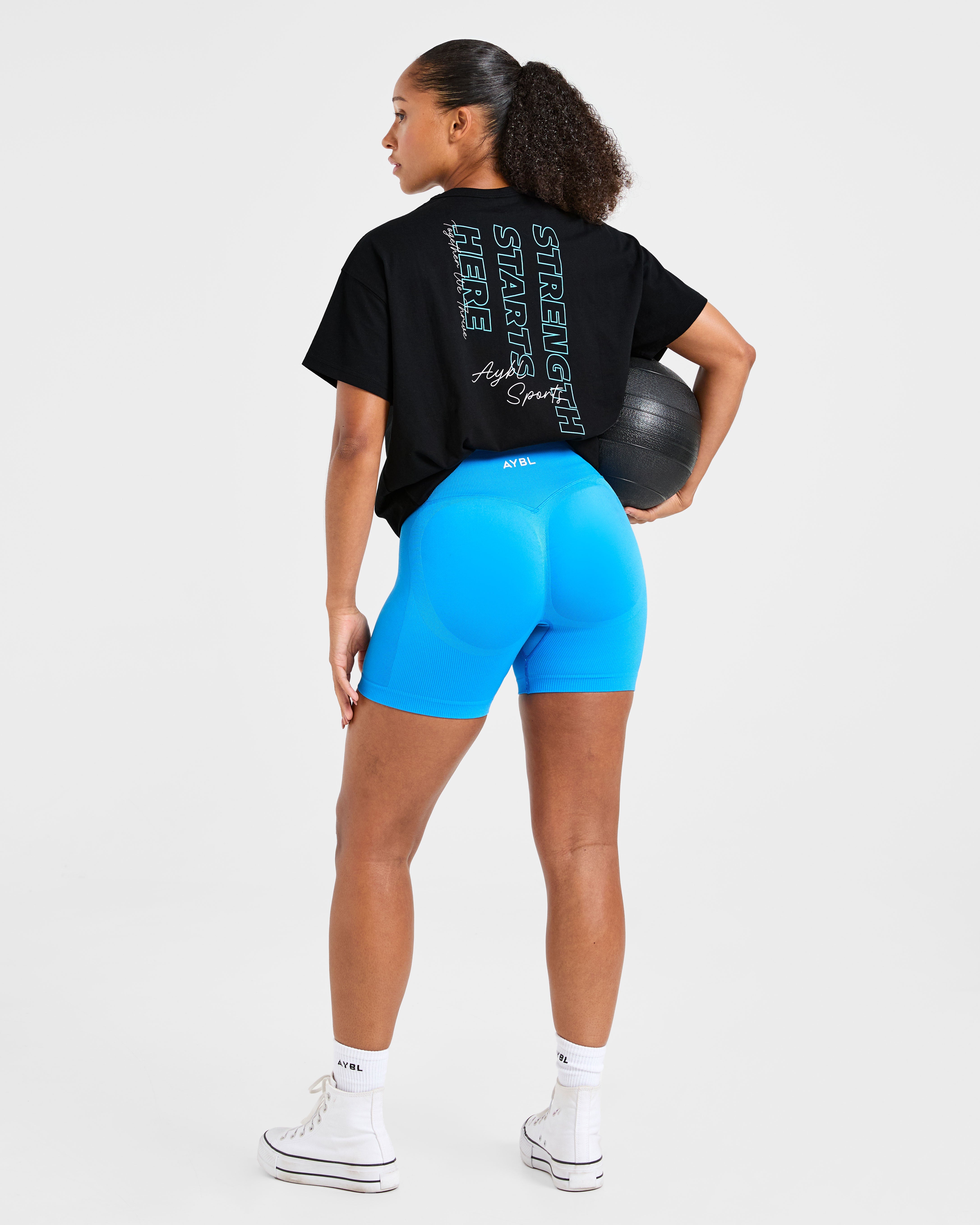 Strength Starts Here Oversized T Shirt - Noir/Bleu