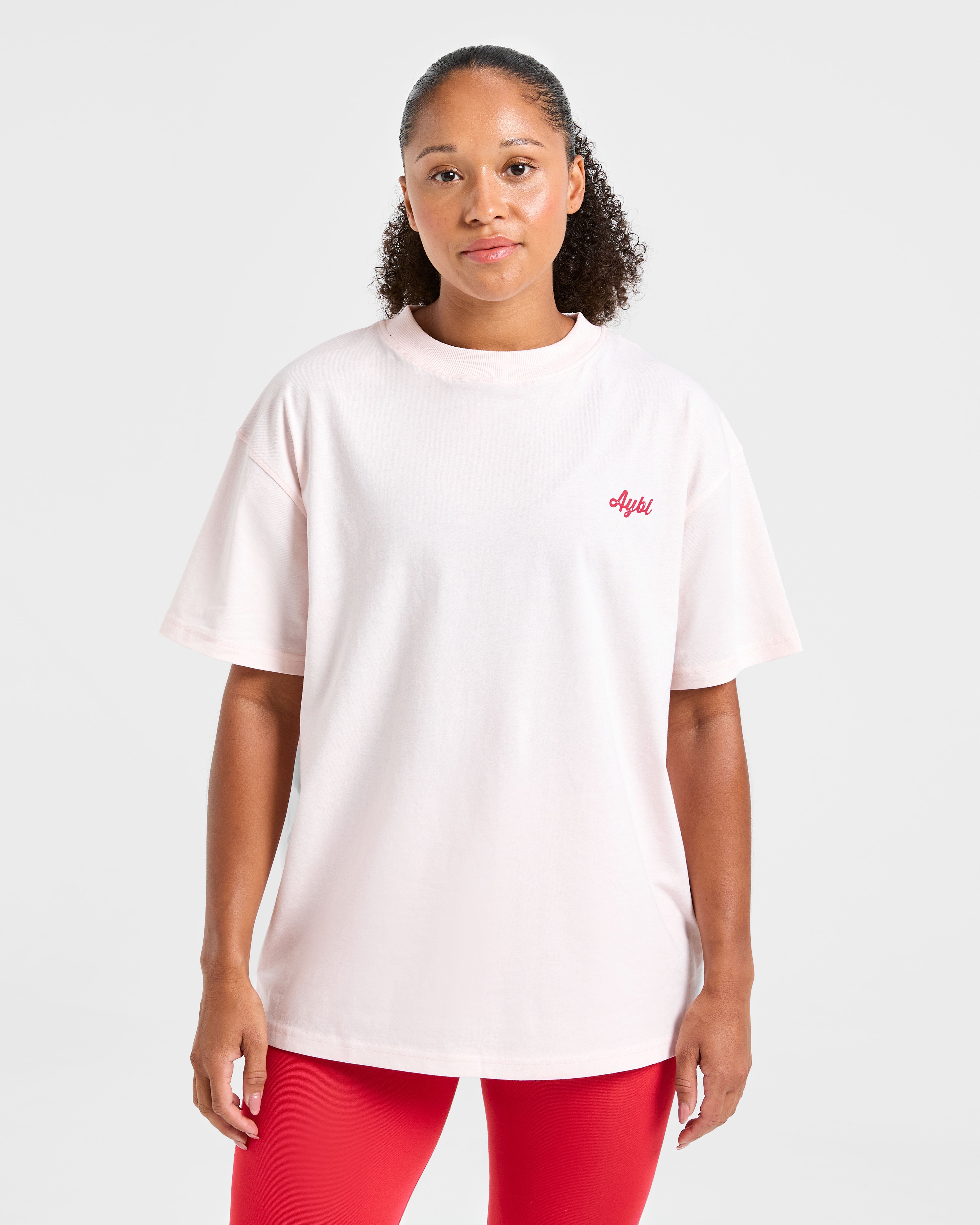 Retro Athletics Club Oversized T Shirt - Rose