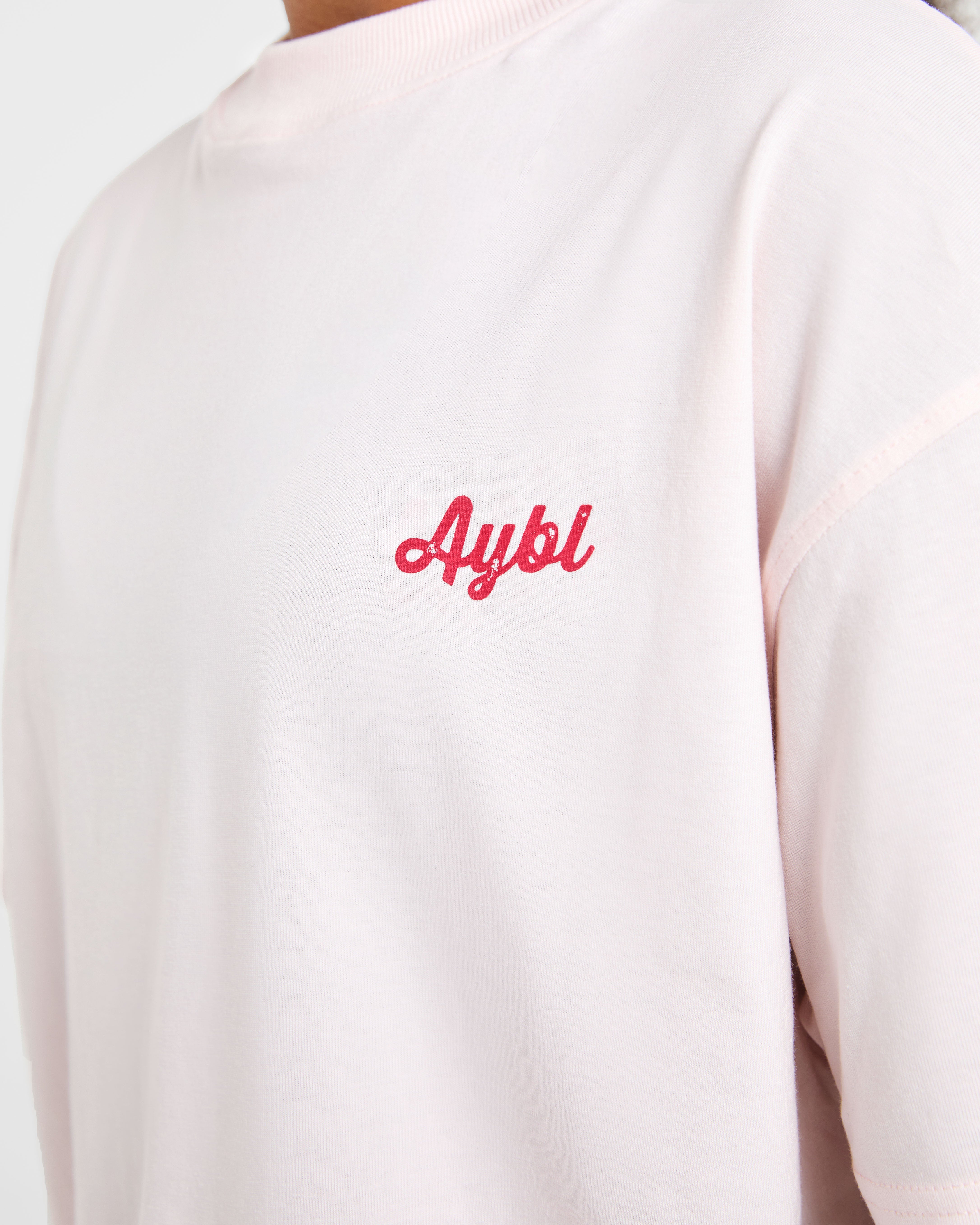 Retro Athletics Club Oversized T Shirt - Rose