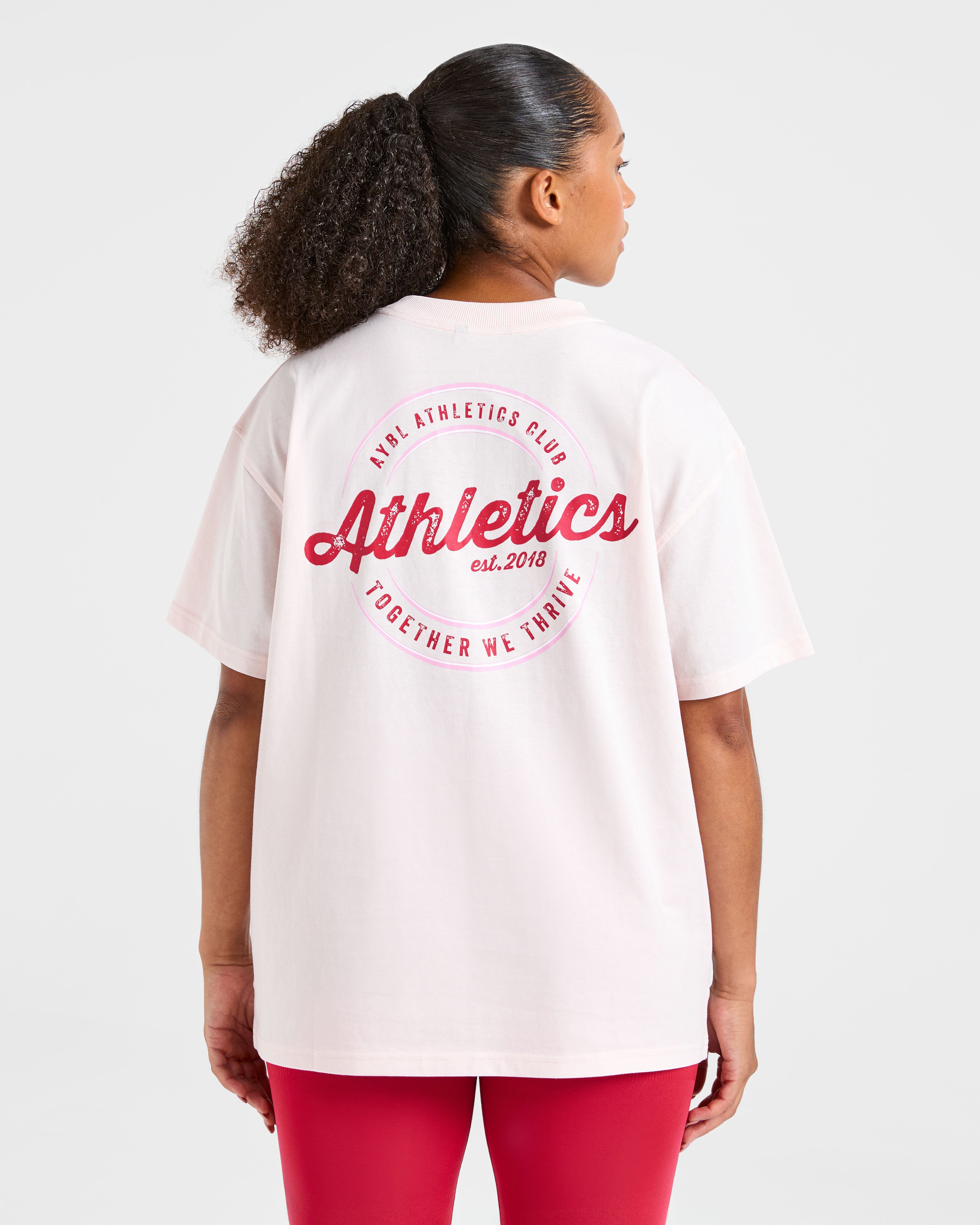 Retro Athletics Club Oversized T Shirt - Rose