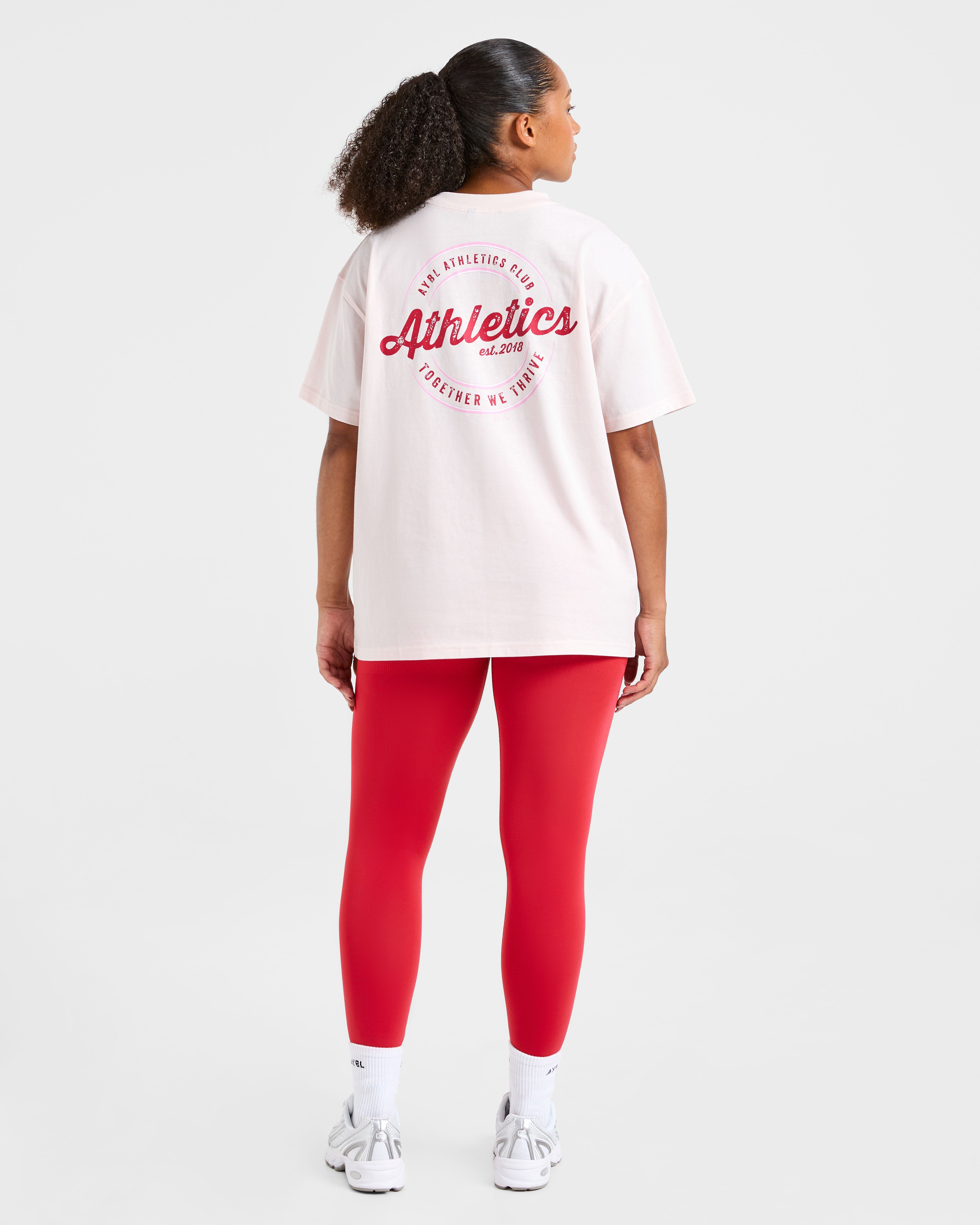 Retro Athletics Club Oversized T Shirt - Rose
