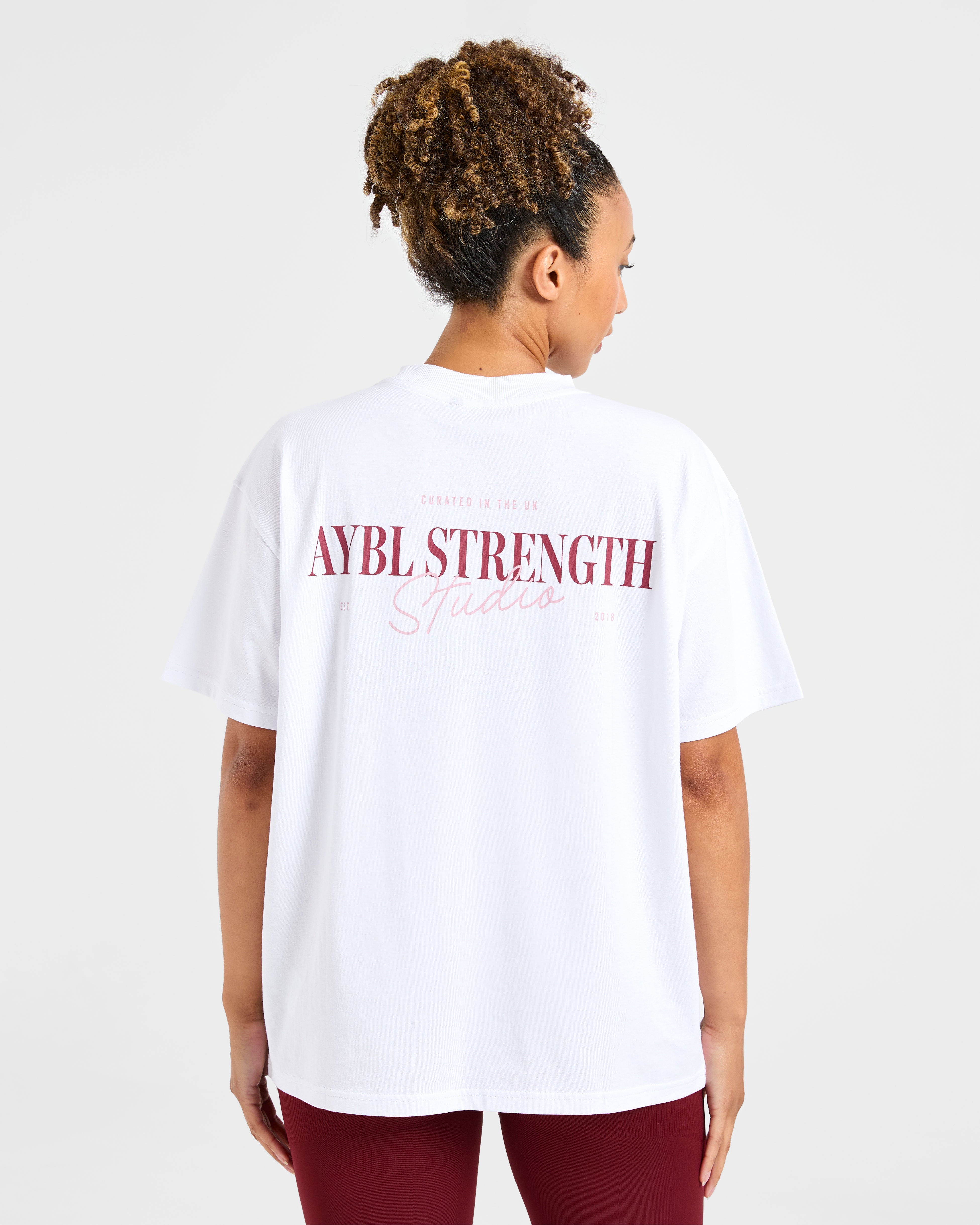AYBL Strength Studio Oversized T Shirt - Blanc