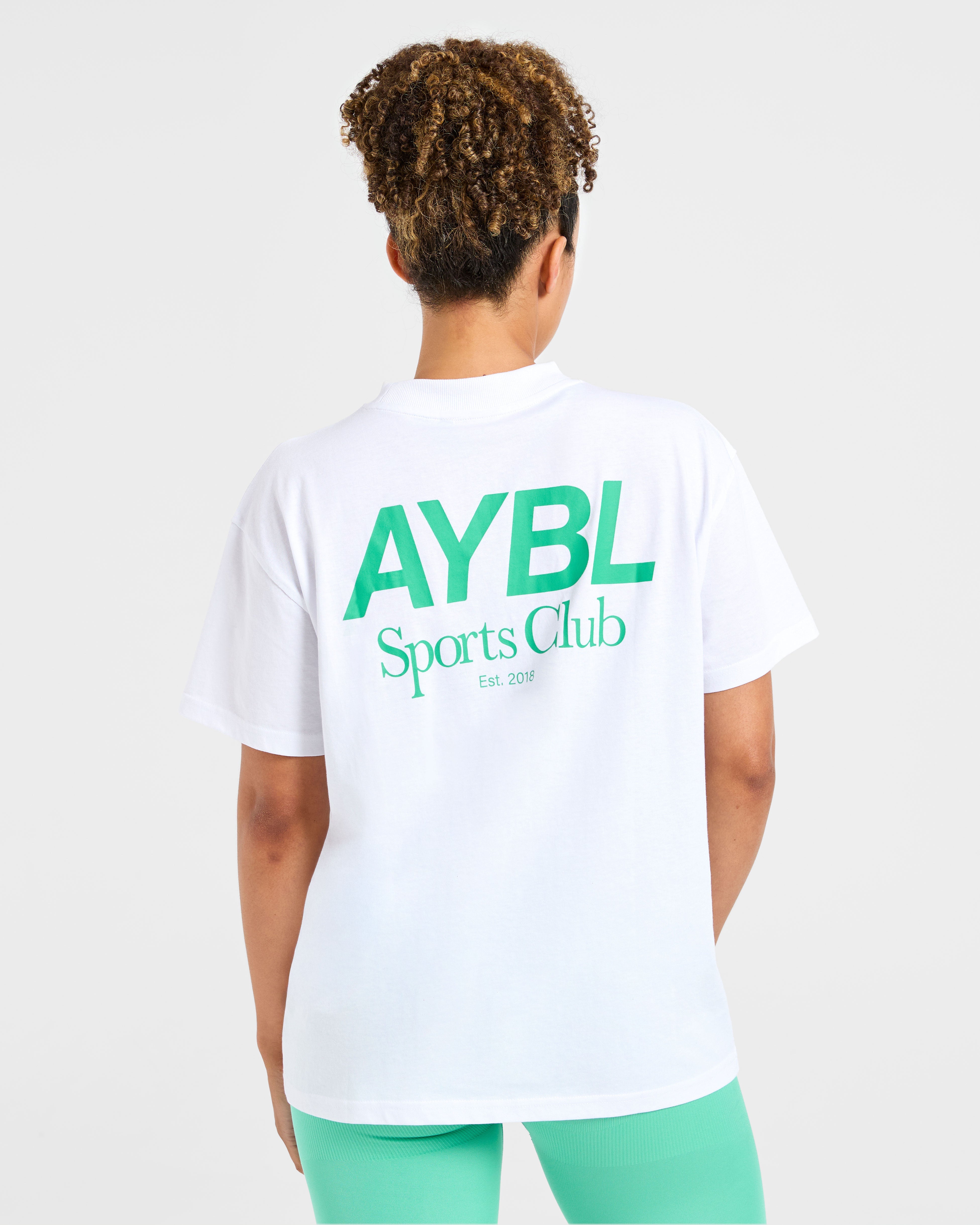 AYBL Sports Club Oversized T Shirt - Blanc/Racing Vert