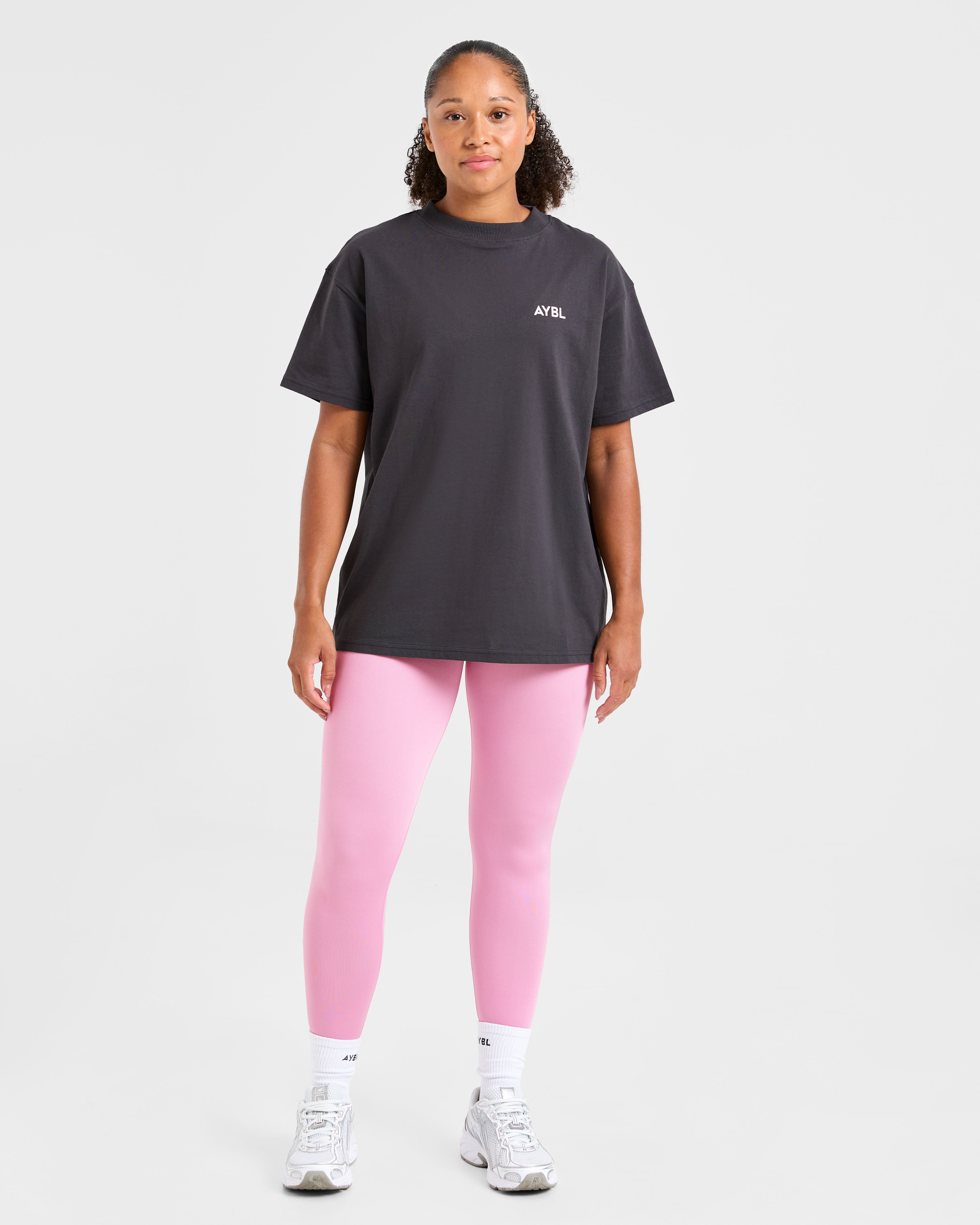 Lift Graphic Oversized T Shirt - Charcoal/Rose