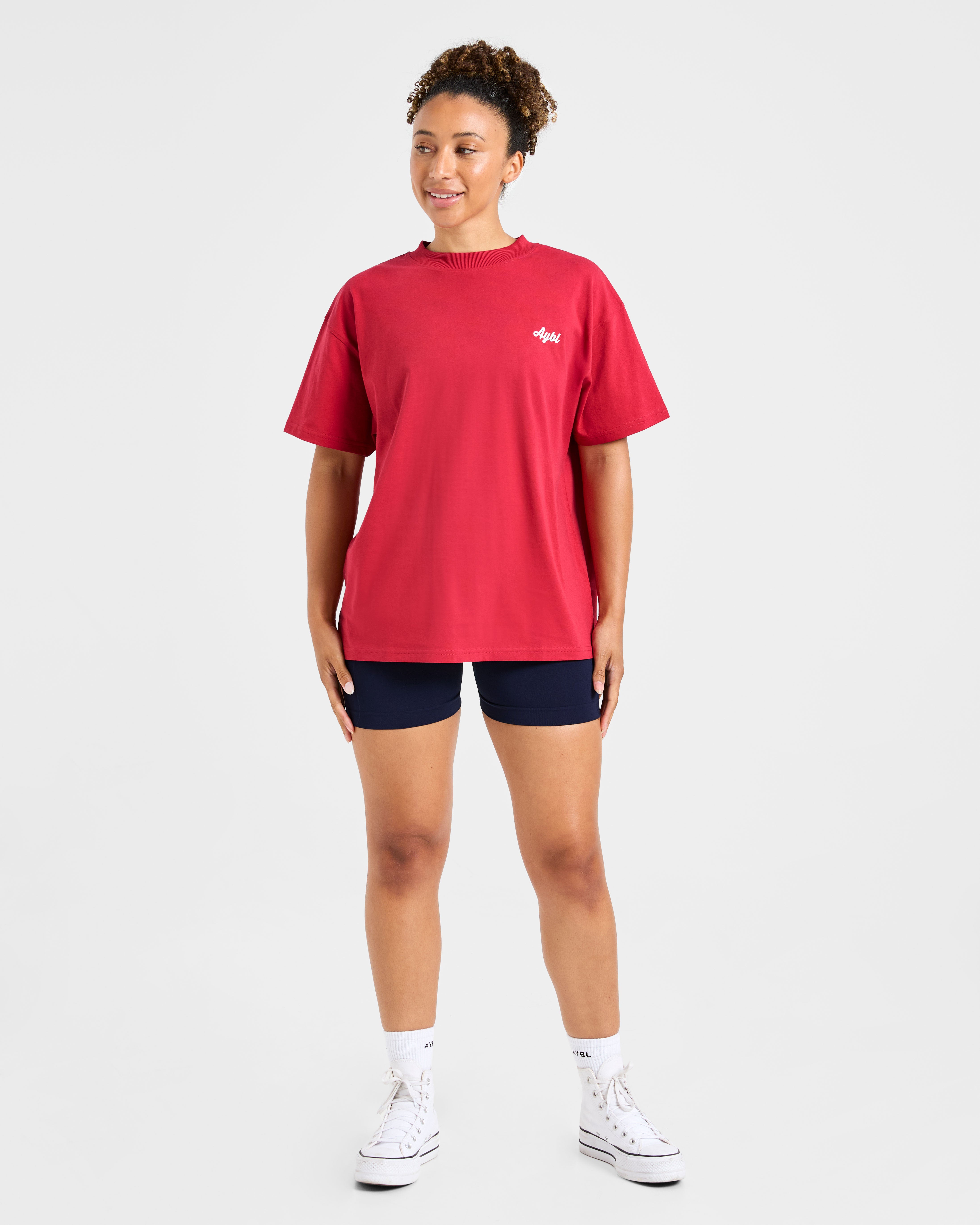 Retro Athletics Club Oversized T Shirt - Rouge/Bleu