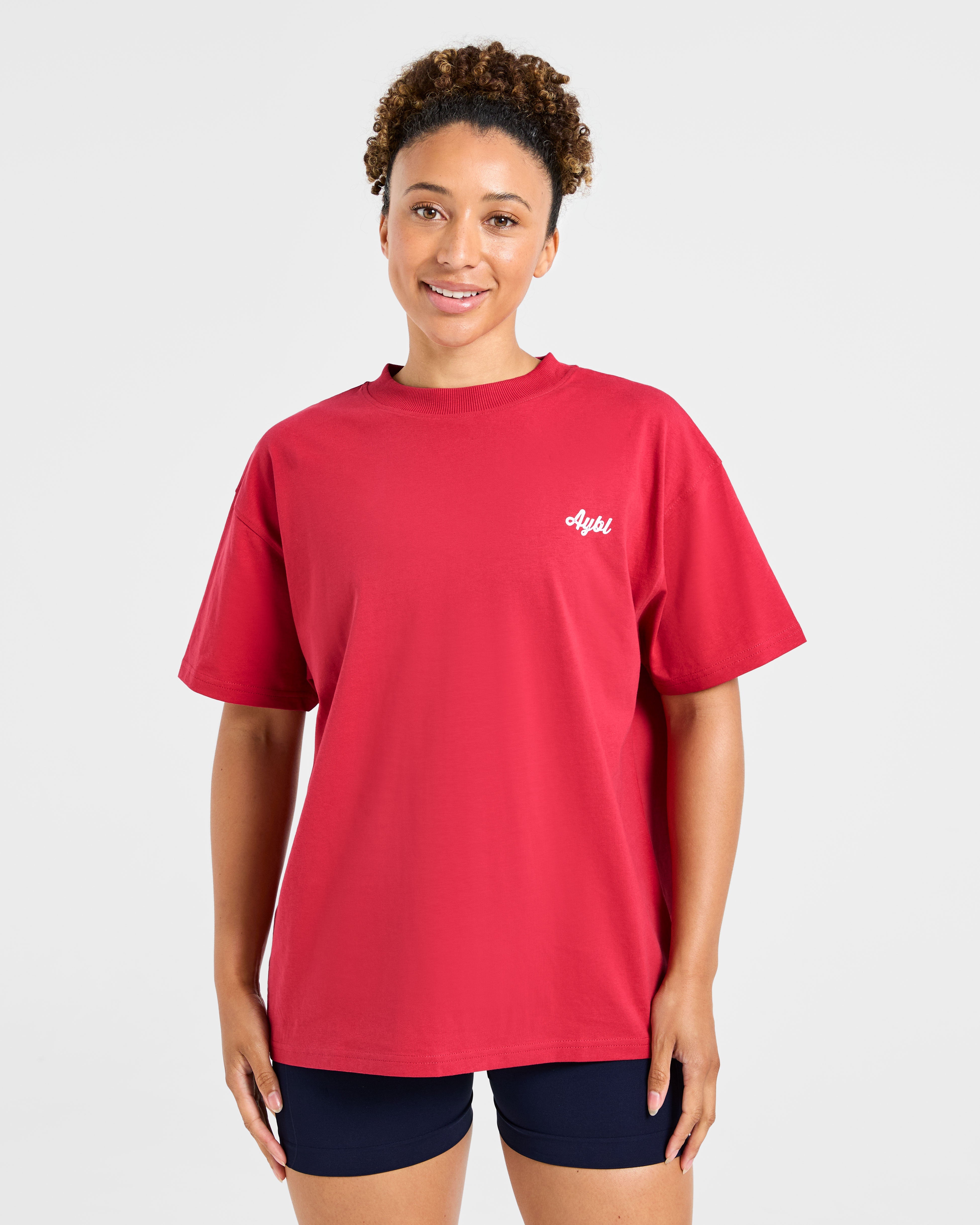 Retro Athletics Club Oversized T Shirt - Rouge/Bleu