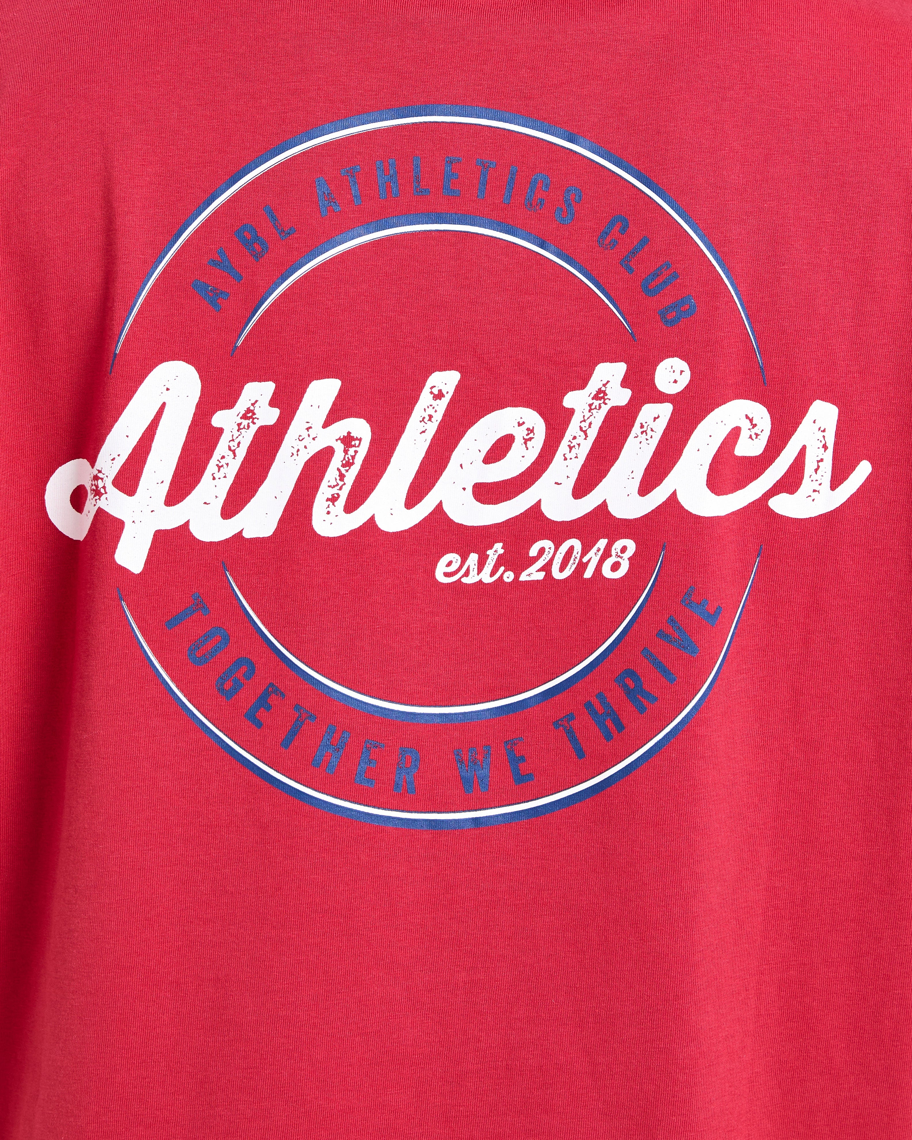 Retro Athletics Club Oversized T Shirt - Rouge/Bleu