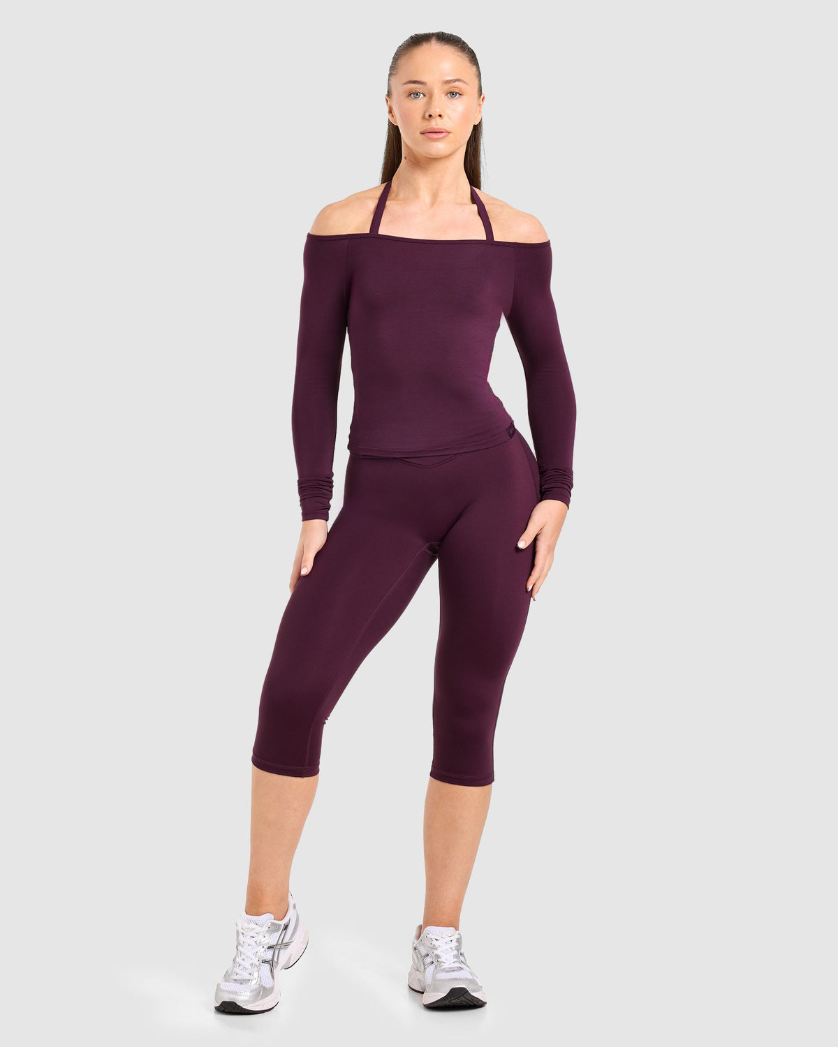 Ease Off The Shoulder Top - Midnight Plum