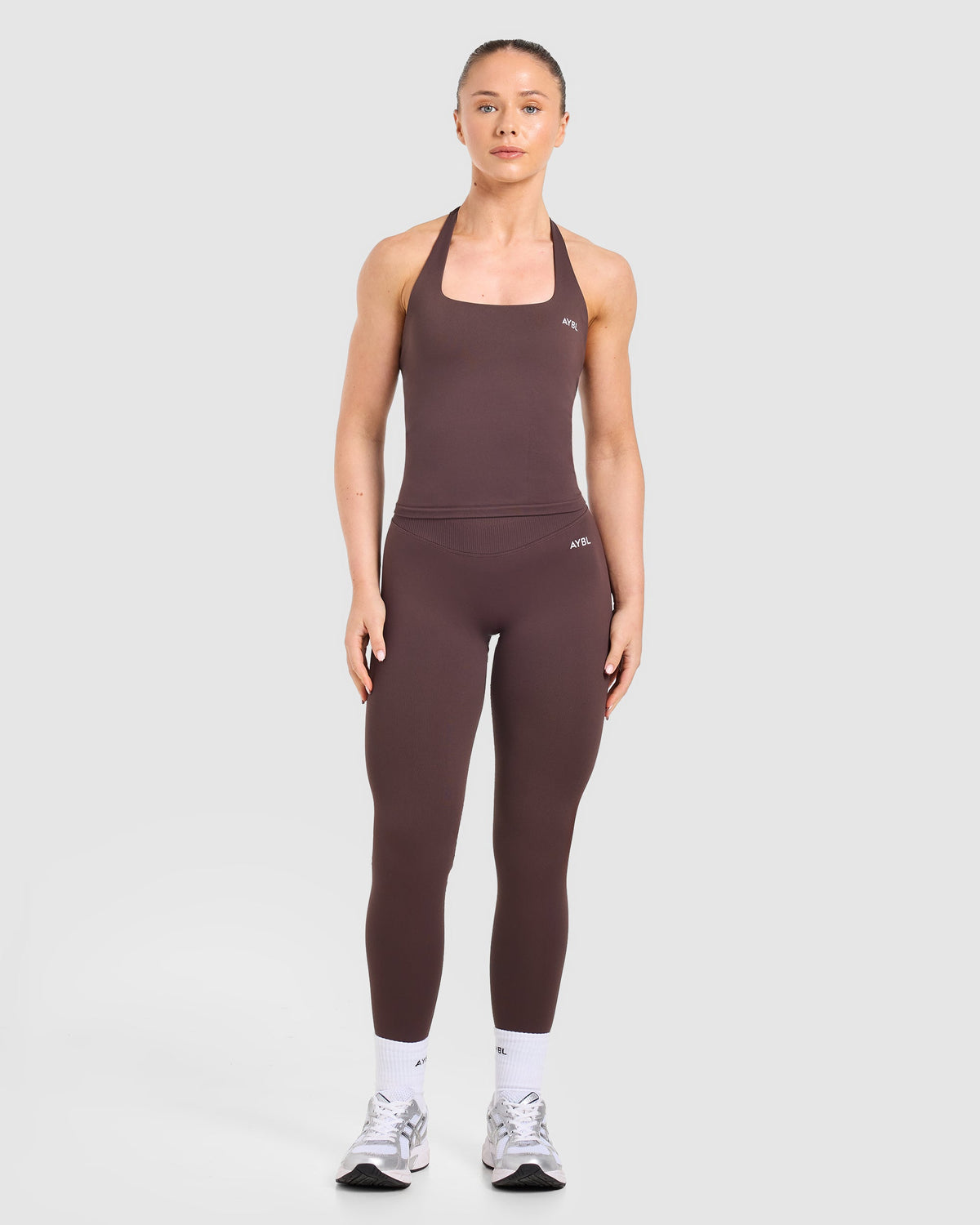 Enhance Seamless Halterneck Top - Cocoa Marron