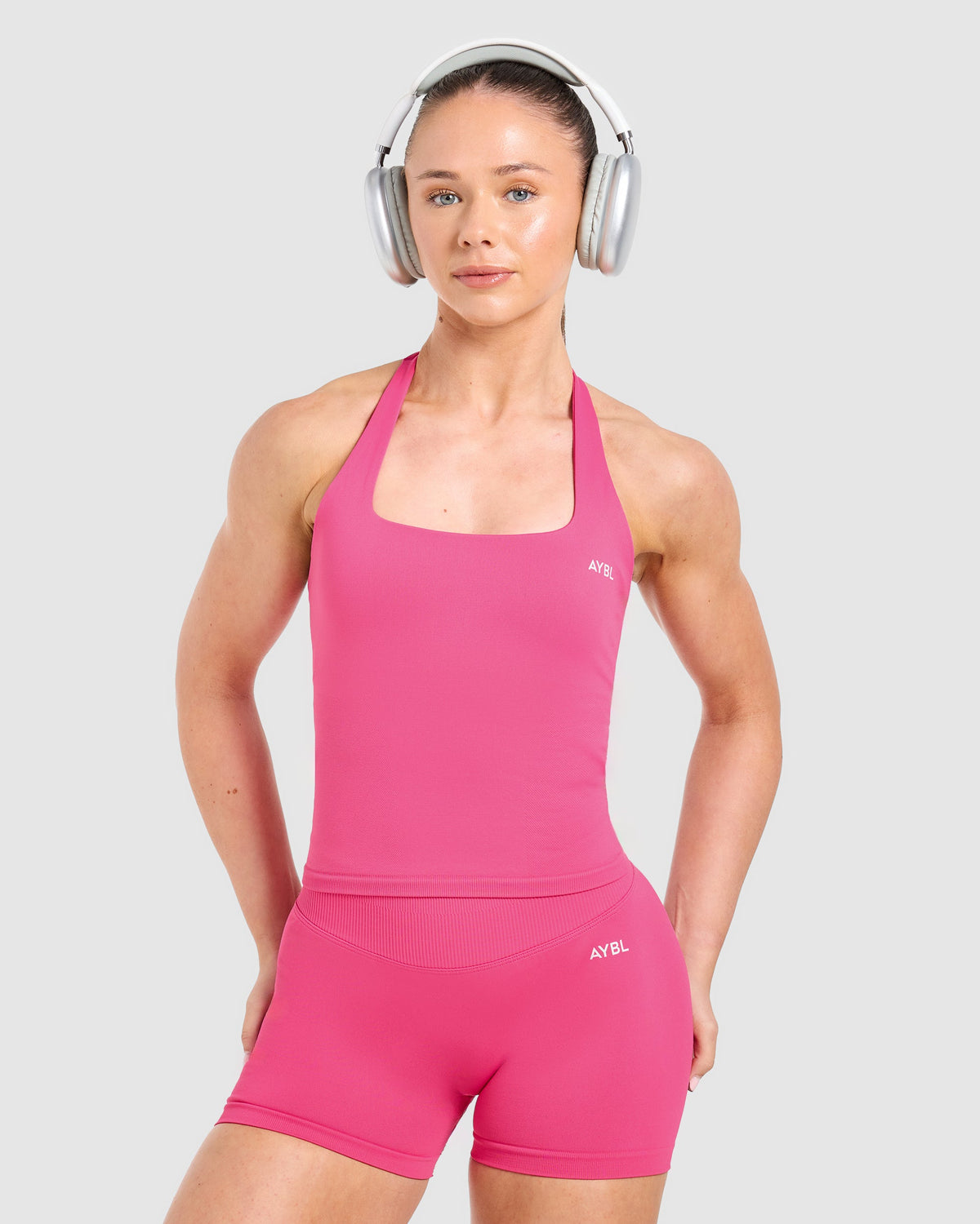 Enhance Seamless Halterneck Top - Raspberry Rose