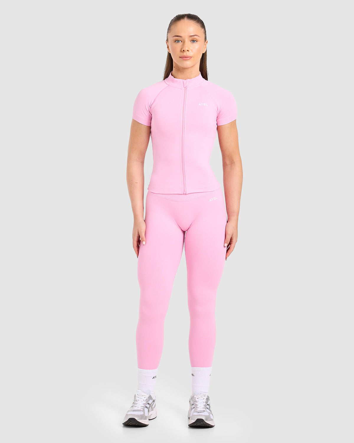 Enhance Seamless Short Sleeve Zip Up Jacket - Sugar Rose