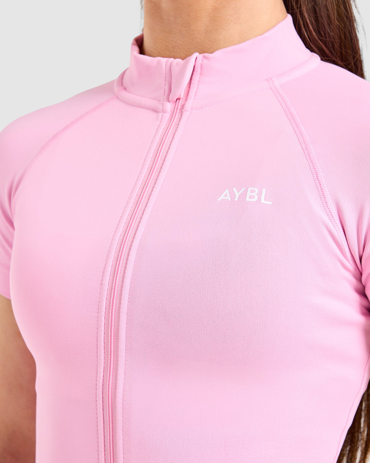 Enhance Seamless Short Sleeve Zip Up Jacket - Sugar Rose