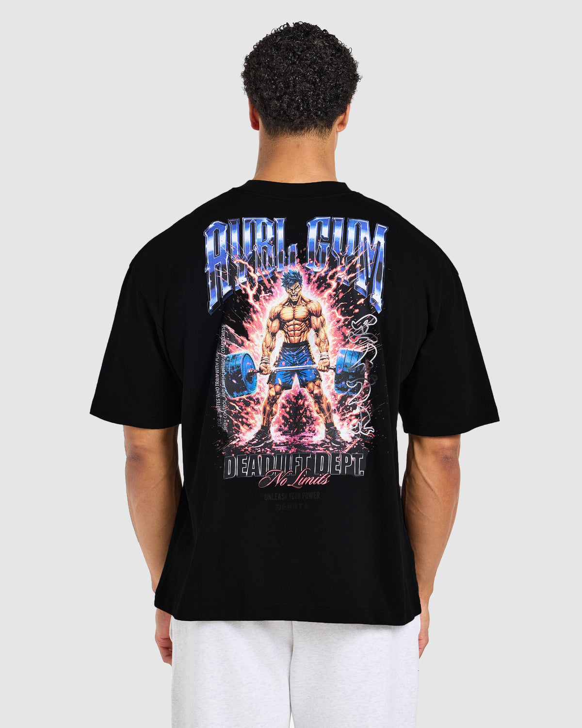 Anime Deadlift Dept Oversized T Shirt - Noir/Bleu