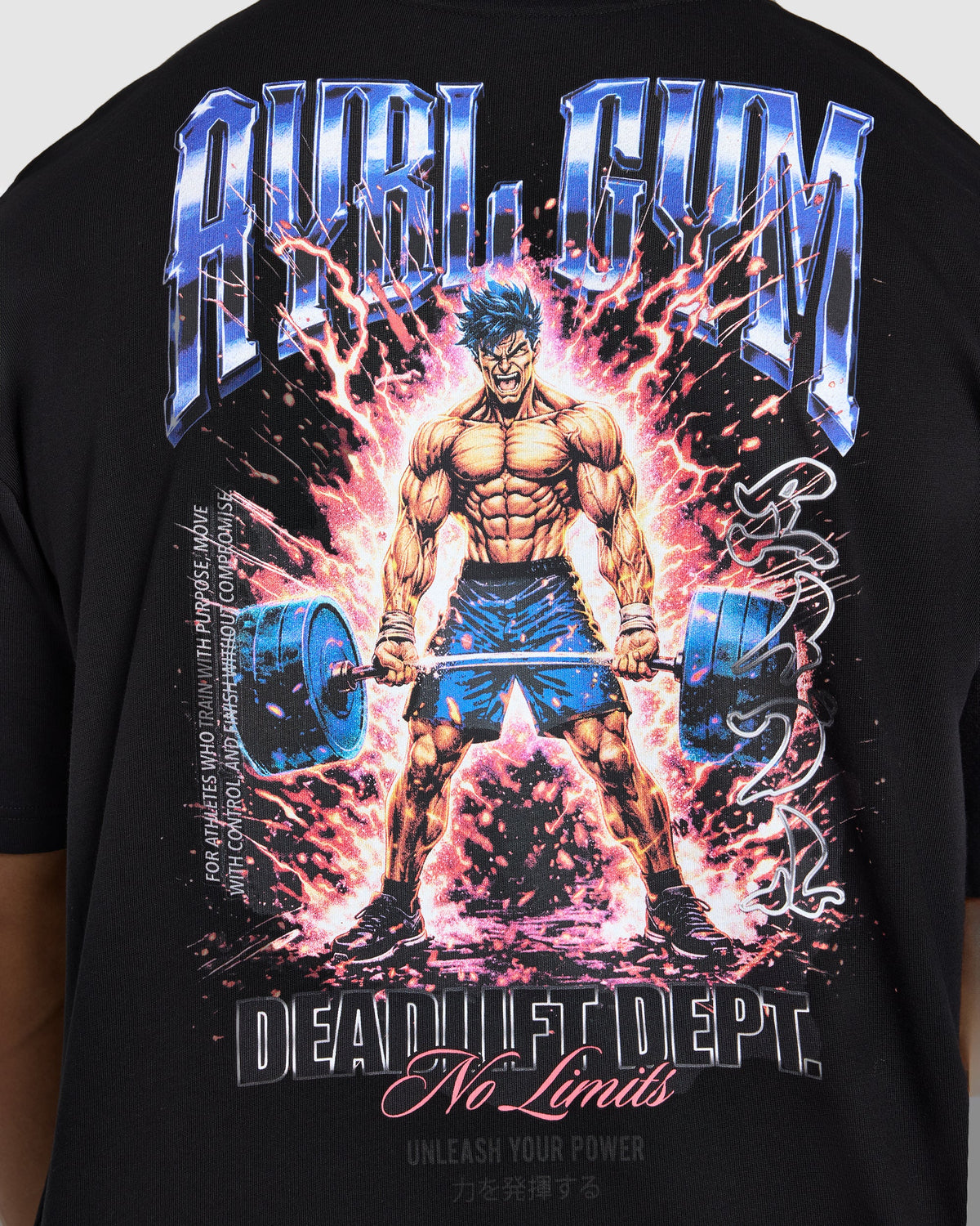 Anime Deadlift Dept Oversized T Shirt - Noir/Bleu