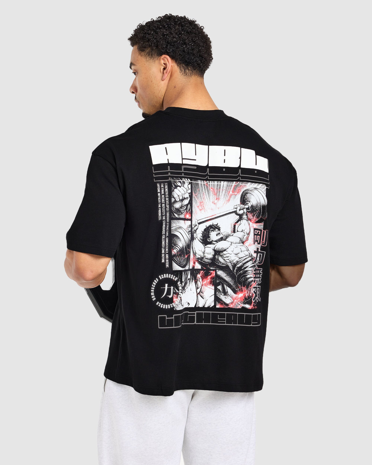 Anime Bench Press Oversized T Shirt - Noir