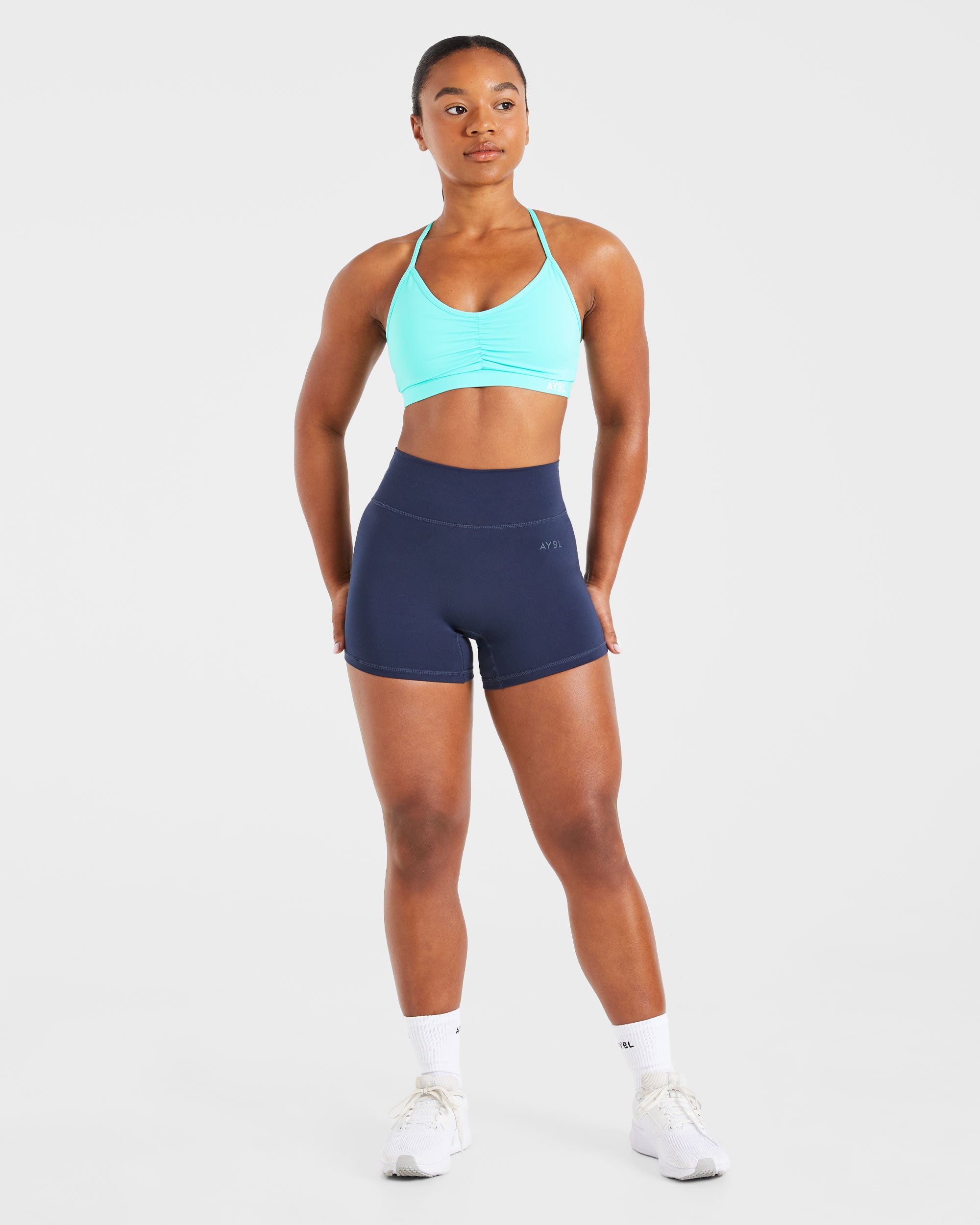 Essential Ruched Sports Bra - Aqua Bleu