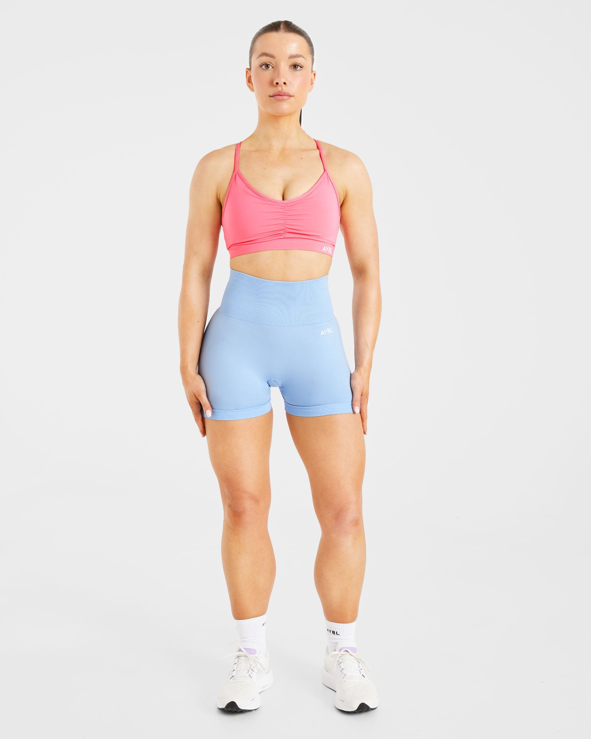 Essential Ruched Sports Bra - Coral Rose