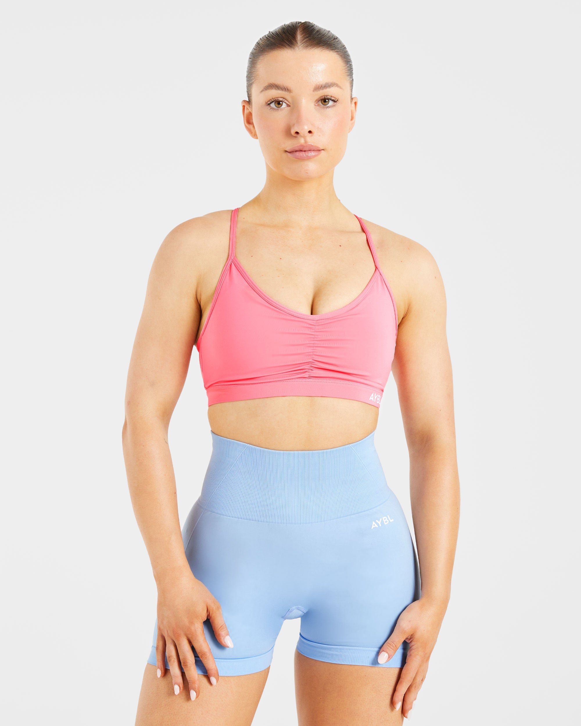 Essential Ruched Sports Bra - Coral Rose