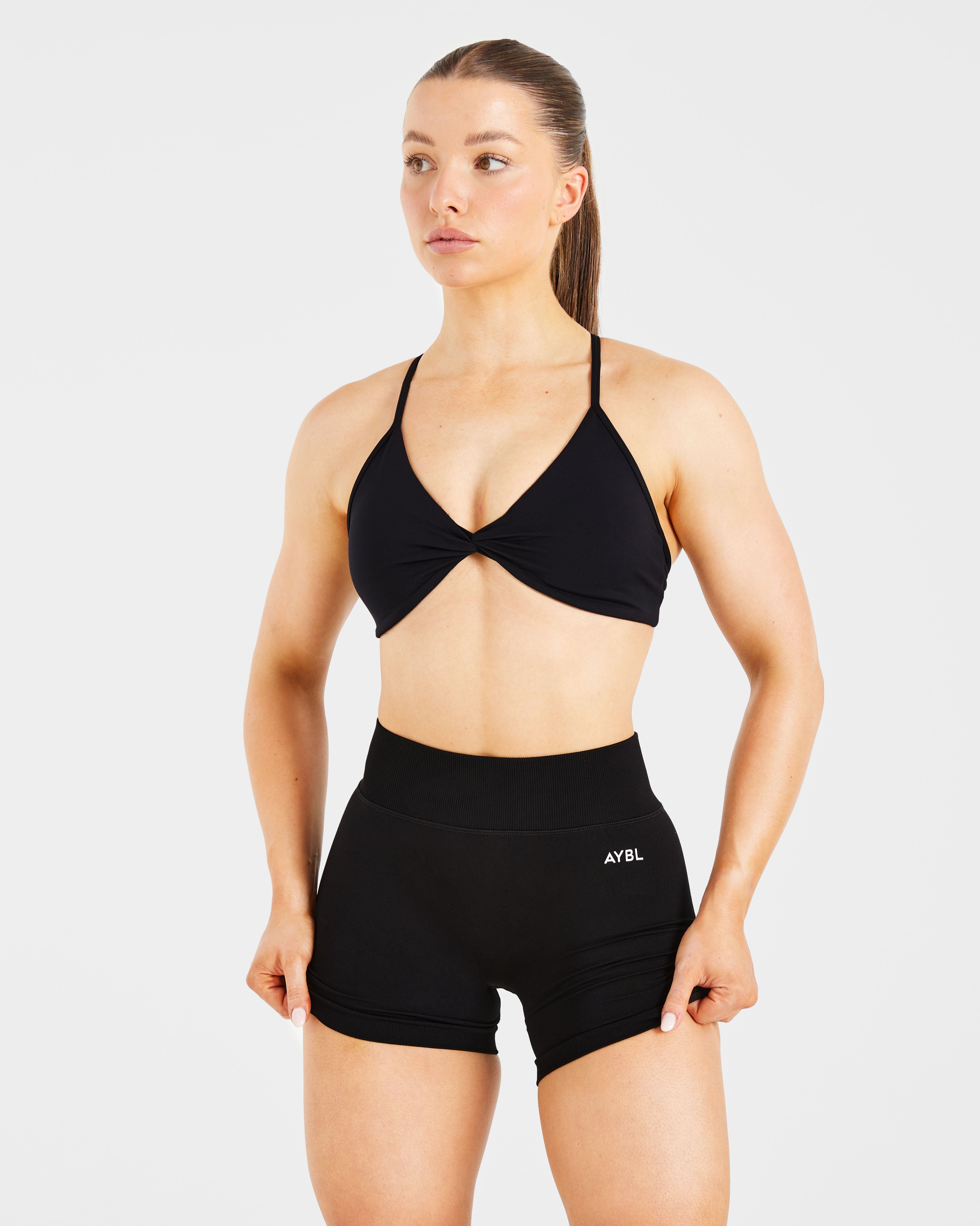 Essential Twist Crossback Sports Bra - Noir
