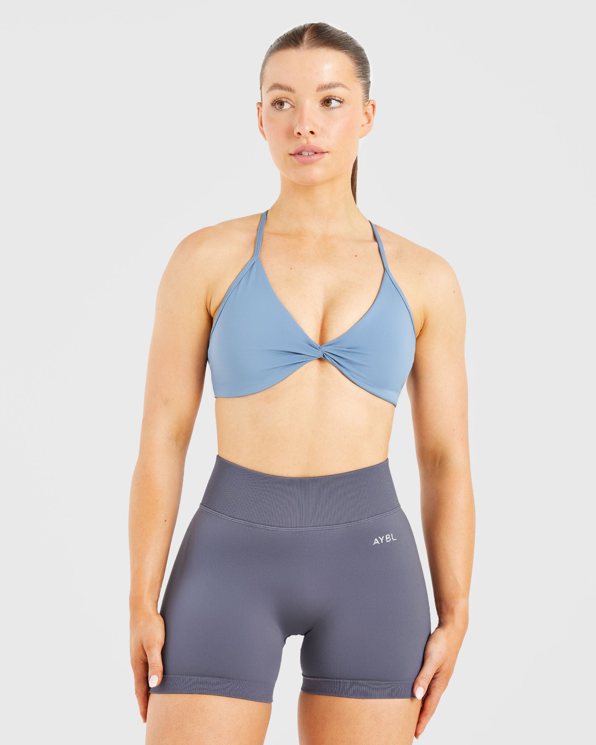 Essential Twist Crossback Sports Bra - Slate Bleu