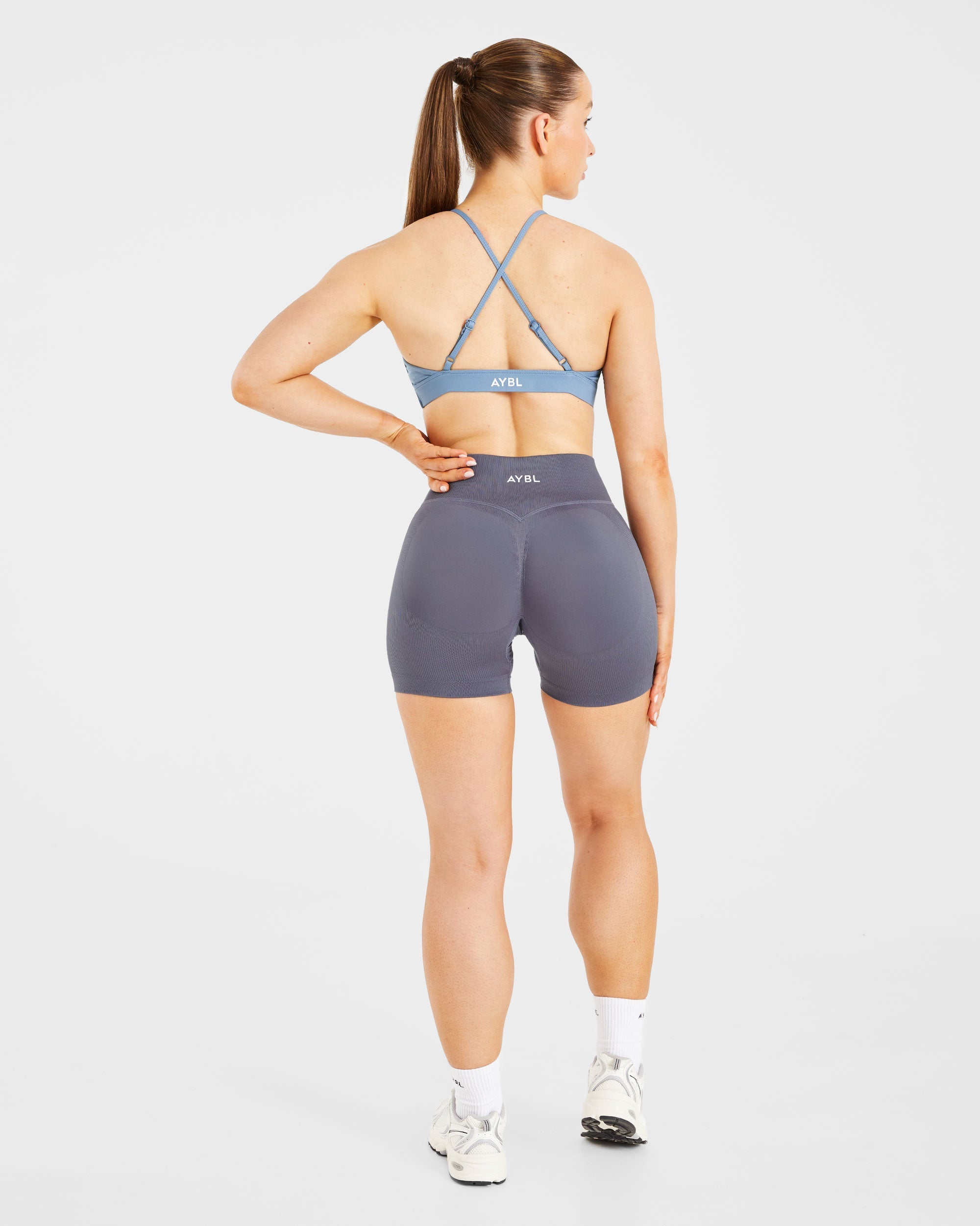 Essential Twist Crossback Sports Bra - Slate Bleu