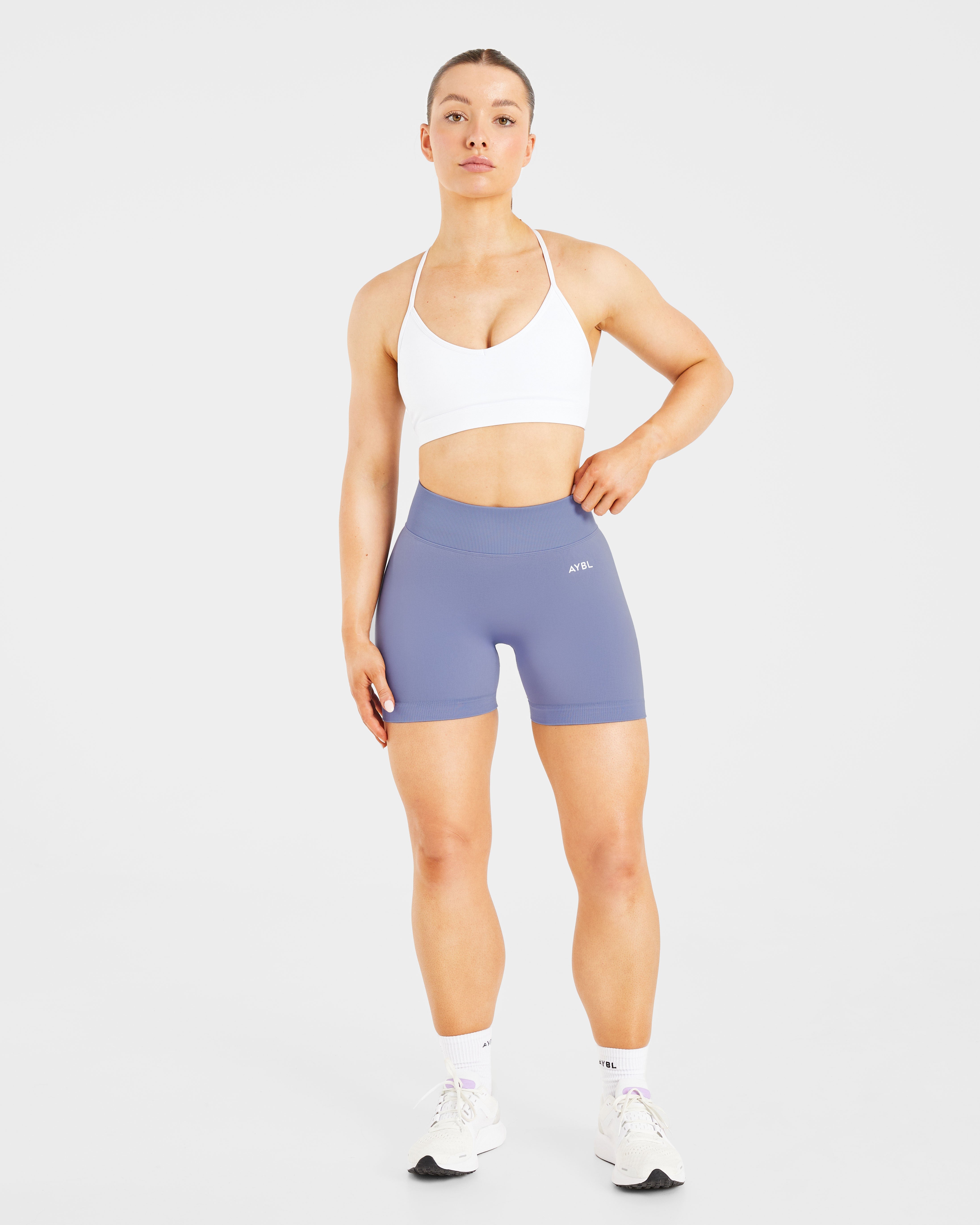 Essential V Neck Strappy Sports Bra - Blanc