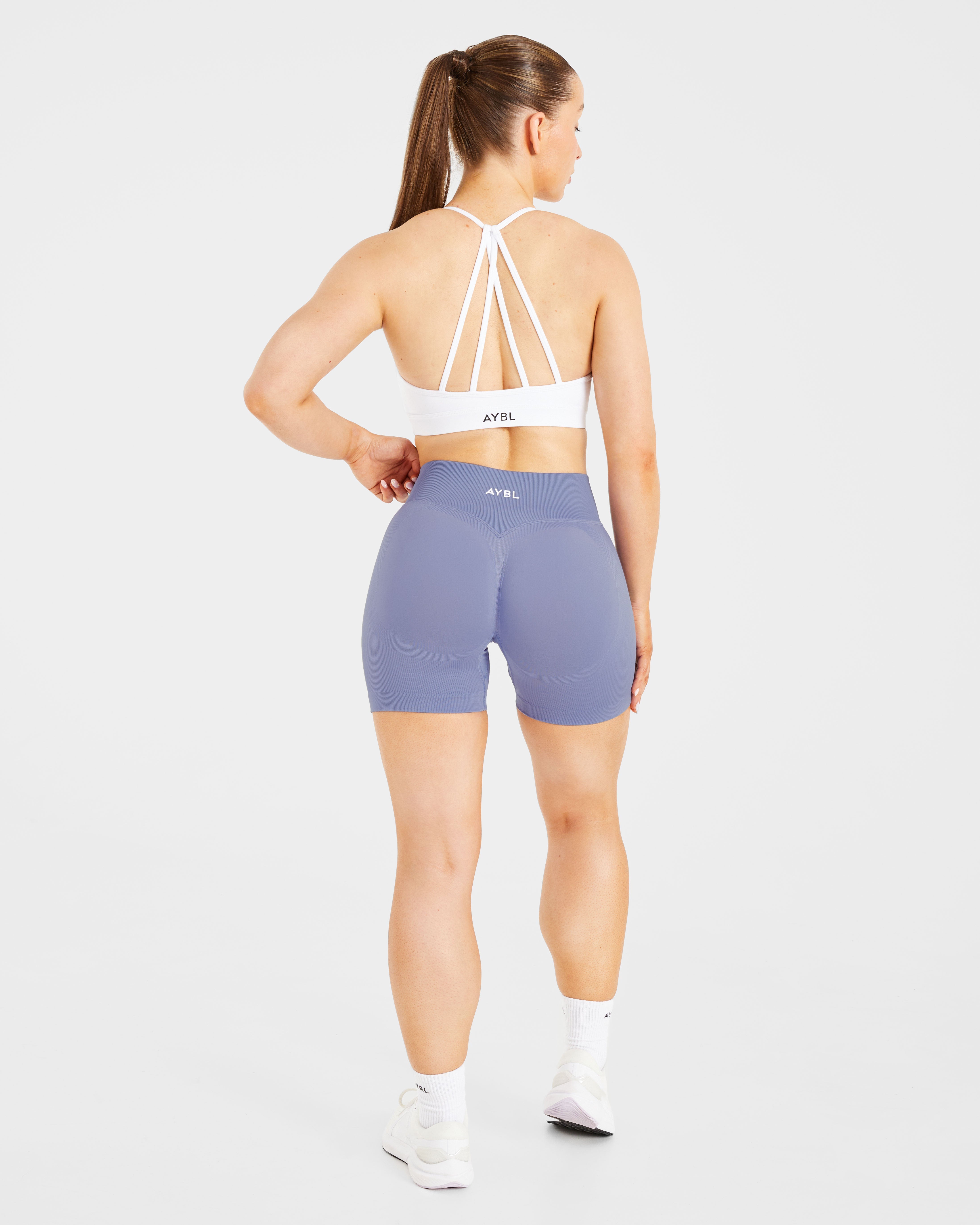Essential V Neck Strappy Sports Bra - Blanc