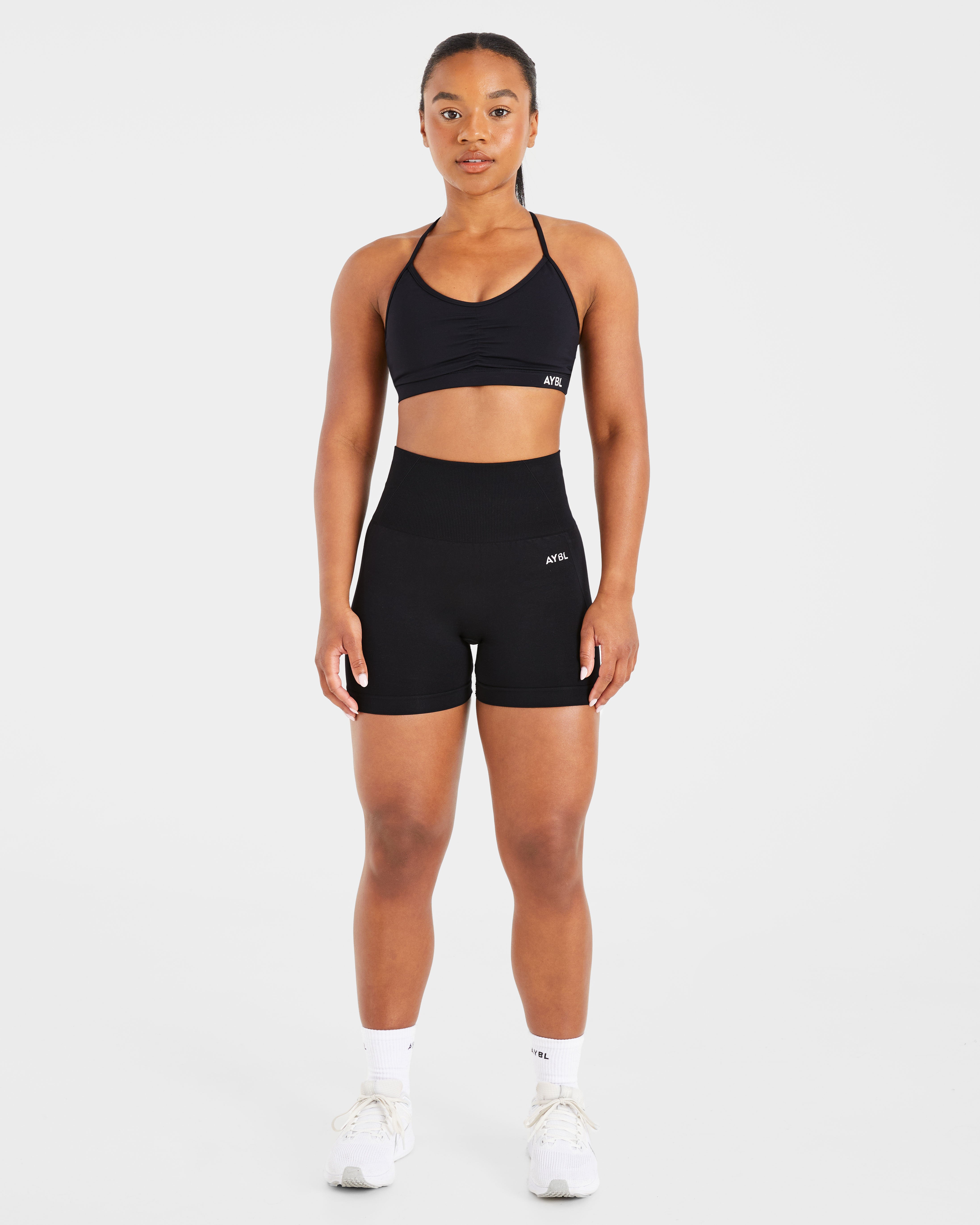Essential Ruched Sports Bra - Noir