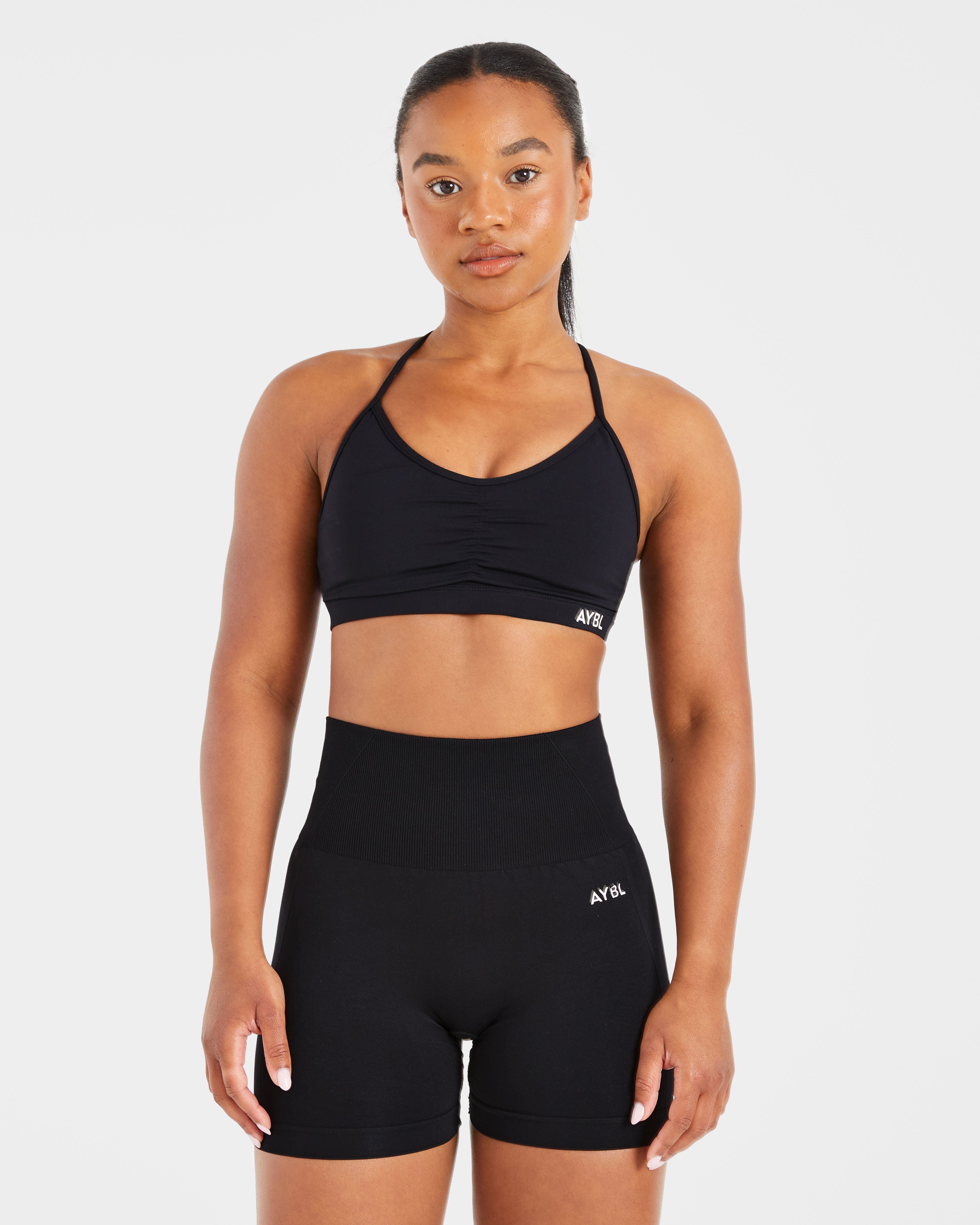 Essential Ruched Sports Bra - Noir