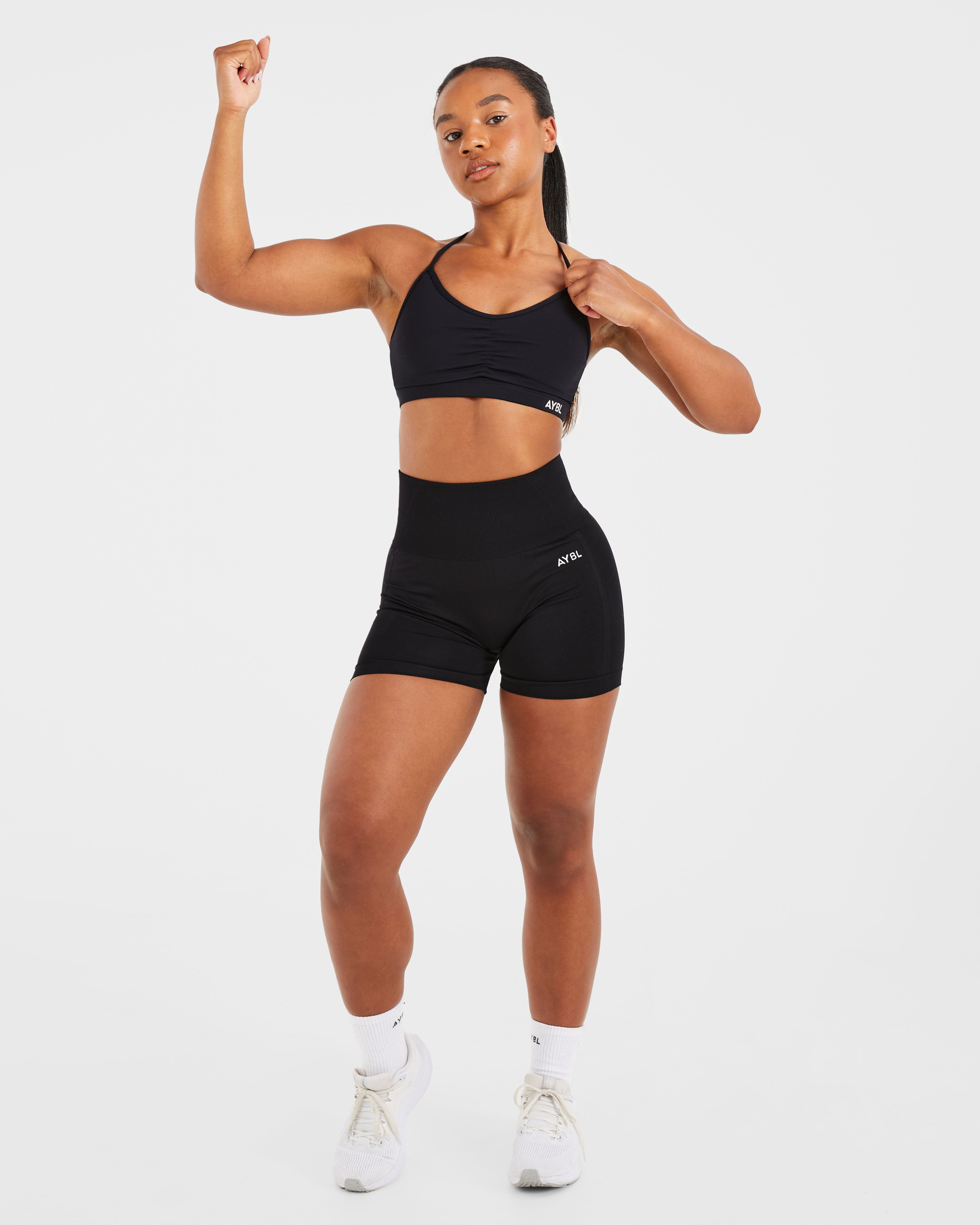 Essential Ruched Sports Bra - Noir