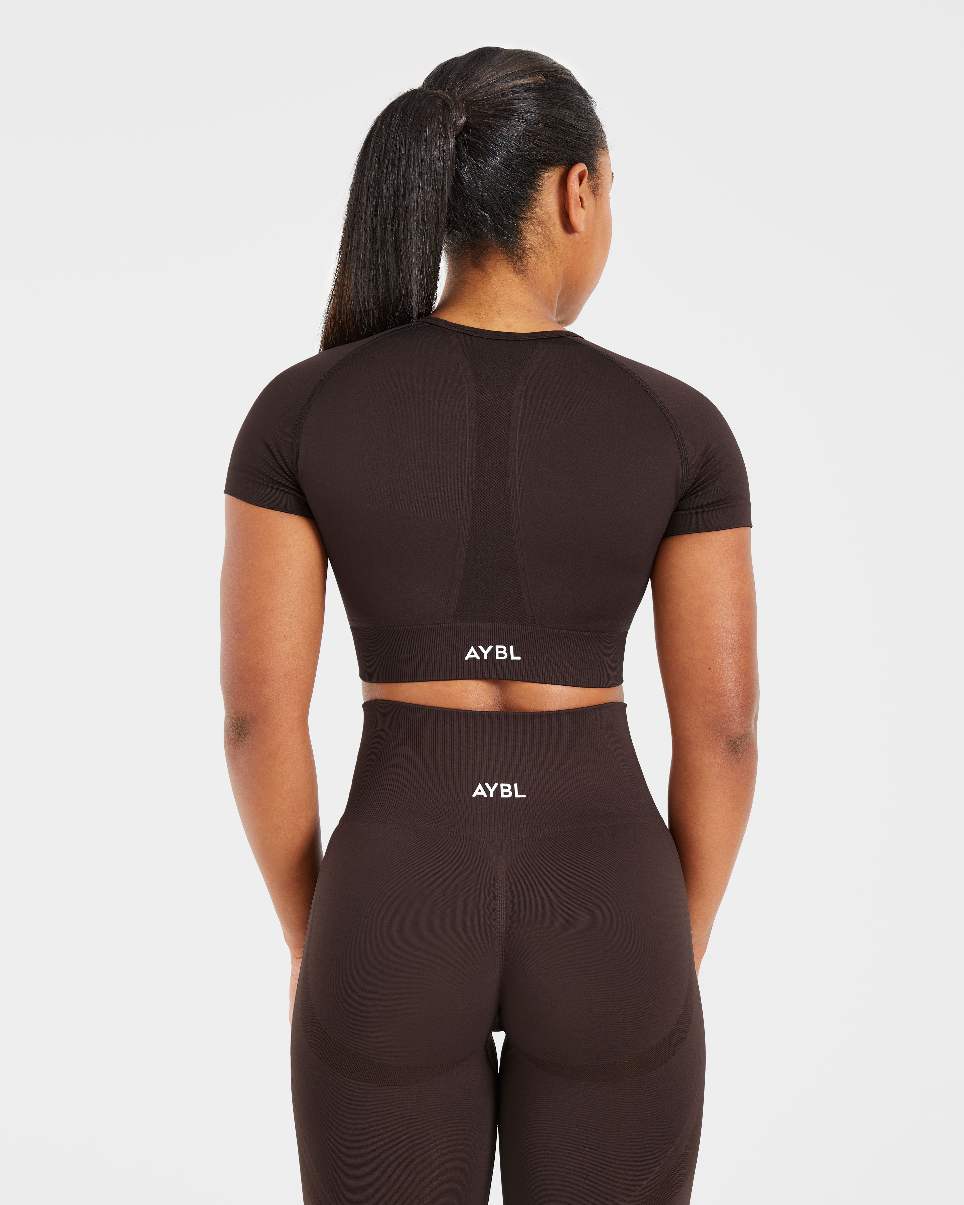 Empower Seamless Crop Top - Cocoa Marron