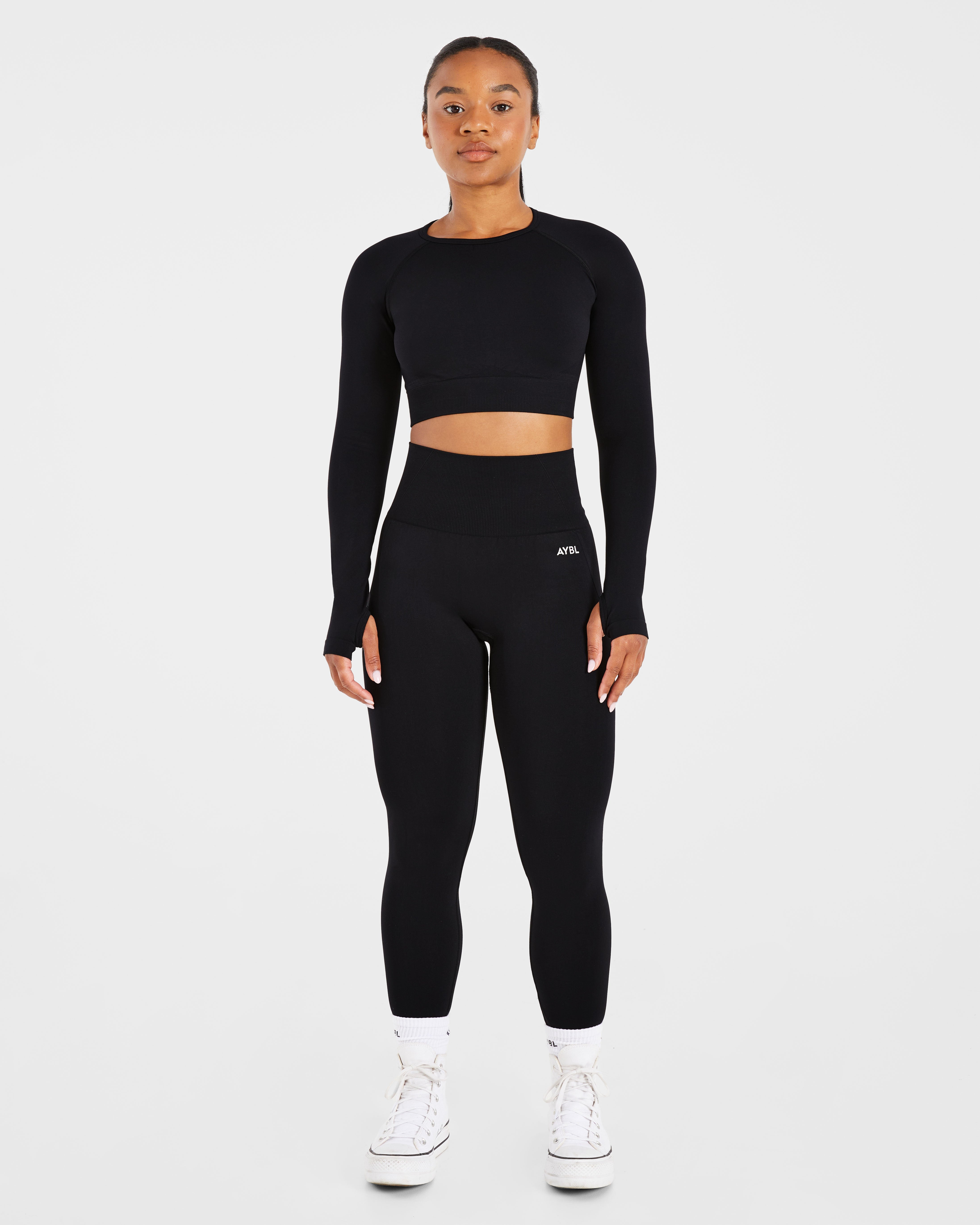 Empower Seamless Long Sleeve Crop Top - Noir