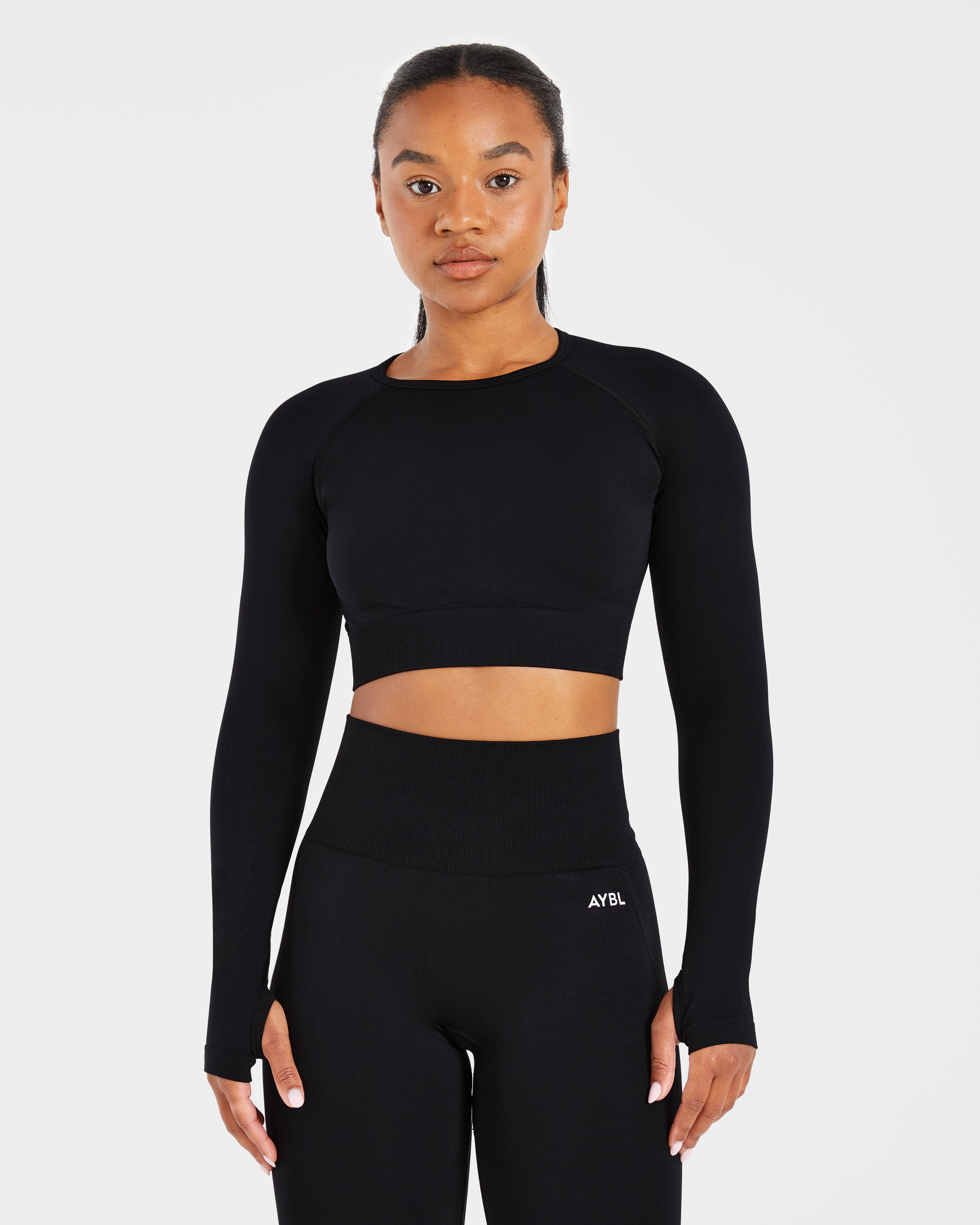 Empower Seamless Long Sleeve Crop Top - Noir