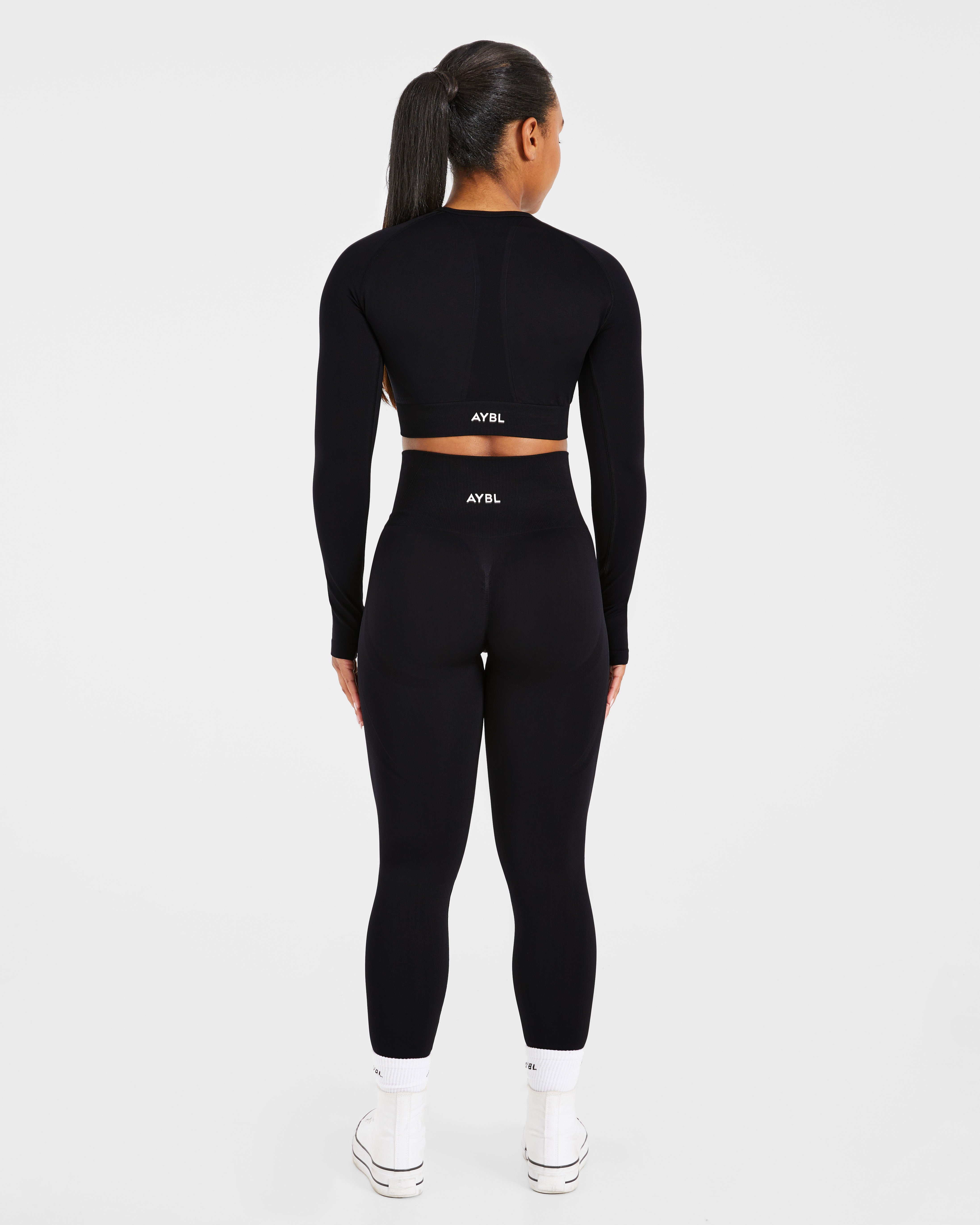 Empower Seamless Long Sleeve Crop Top - Noir