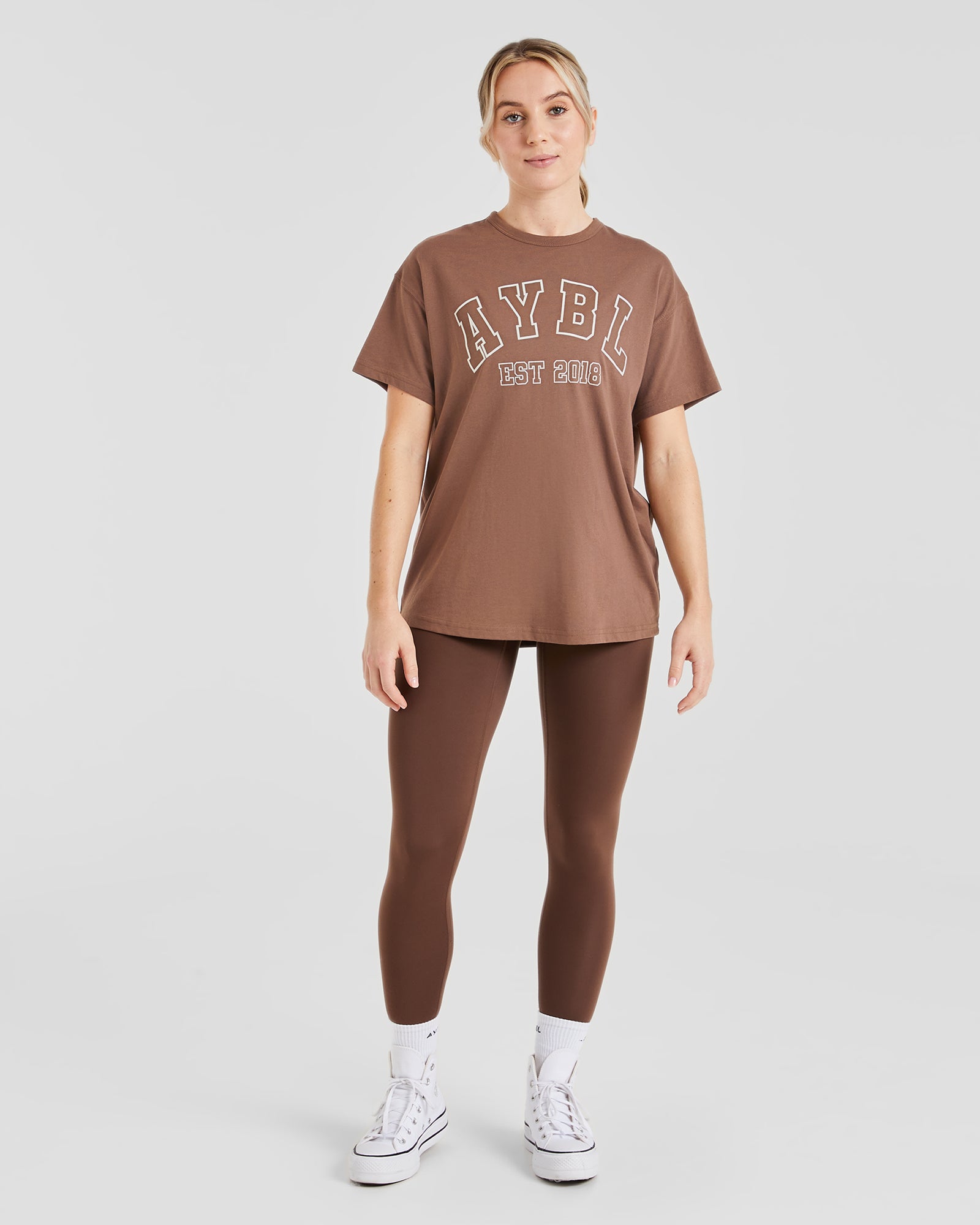 Varsity Oversized T Shirt - Marron