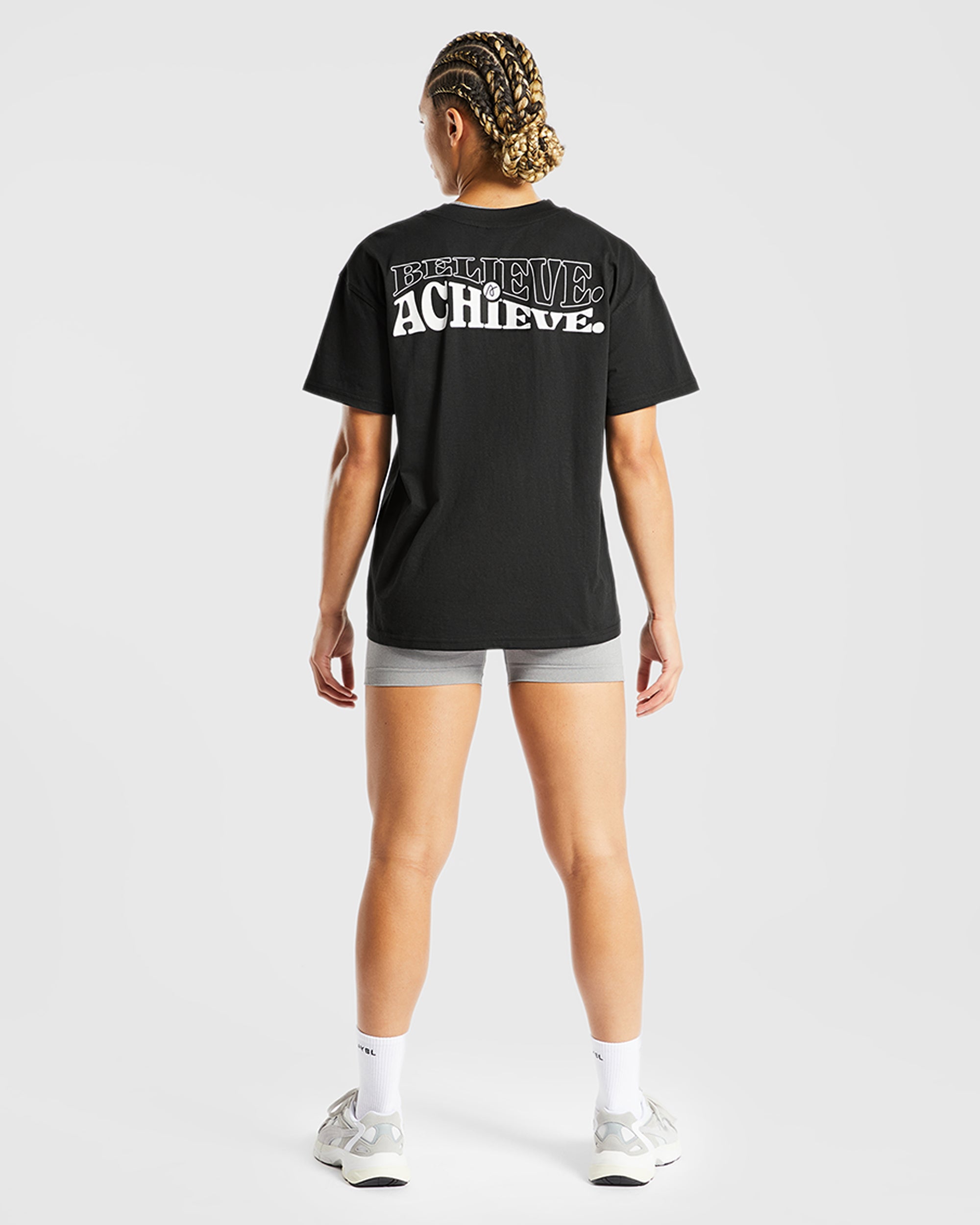 Believe Achieve Oversized T Shirt - Noir