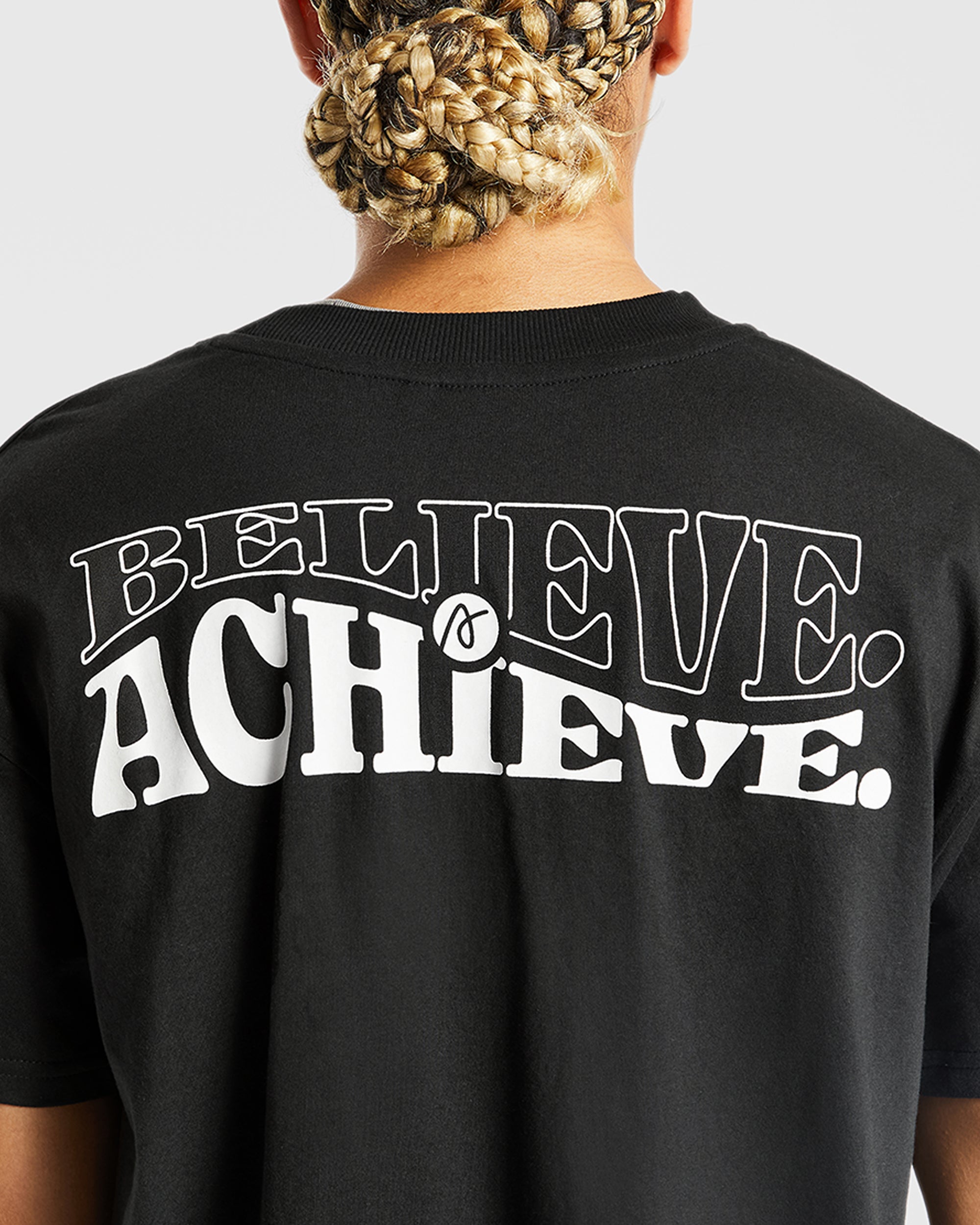 Believe Achieve Oversized T Shirt - Noir