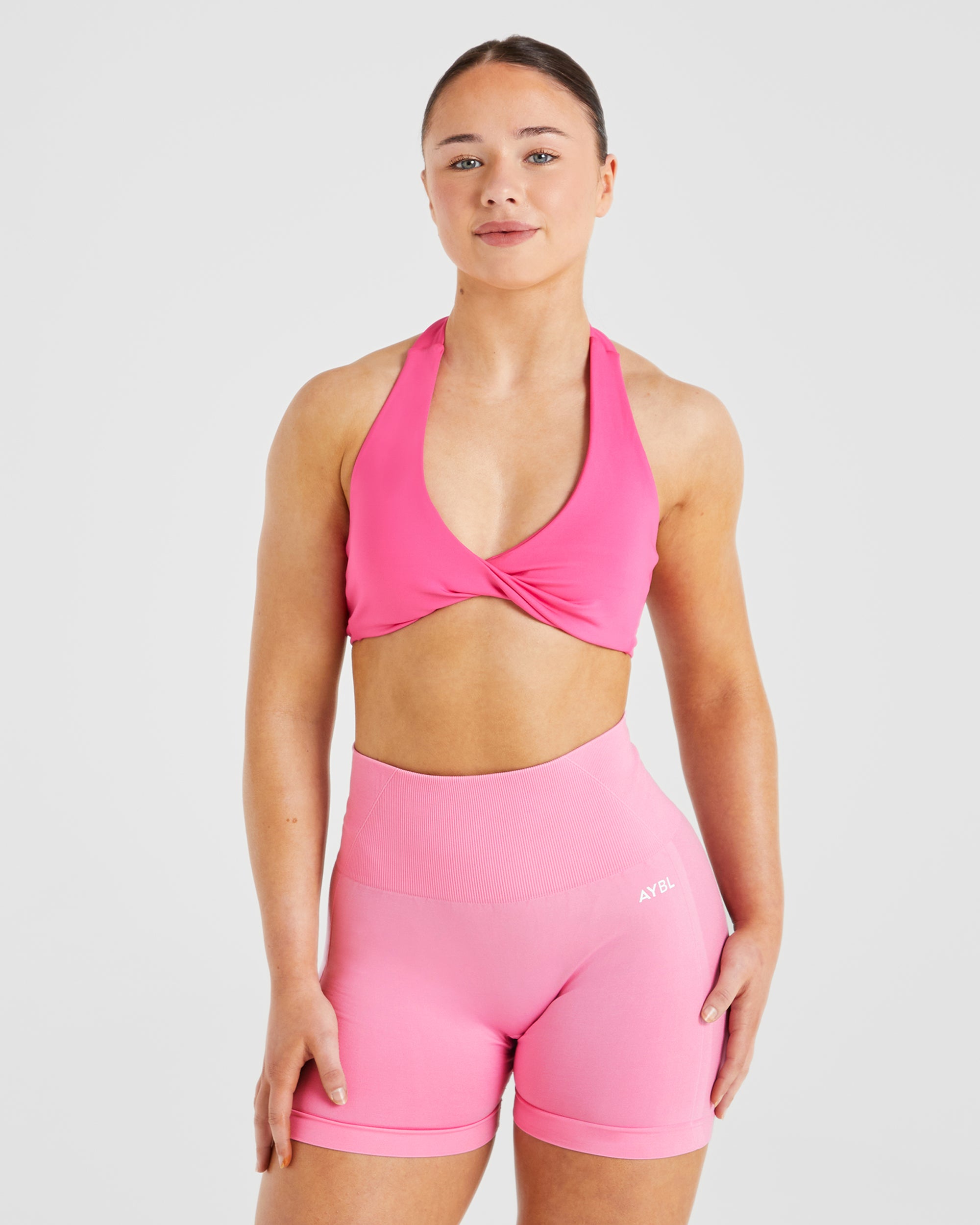 Essential Halterneck Sports Bra - Hot Rose