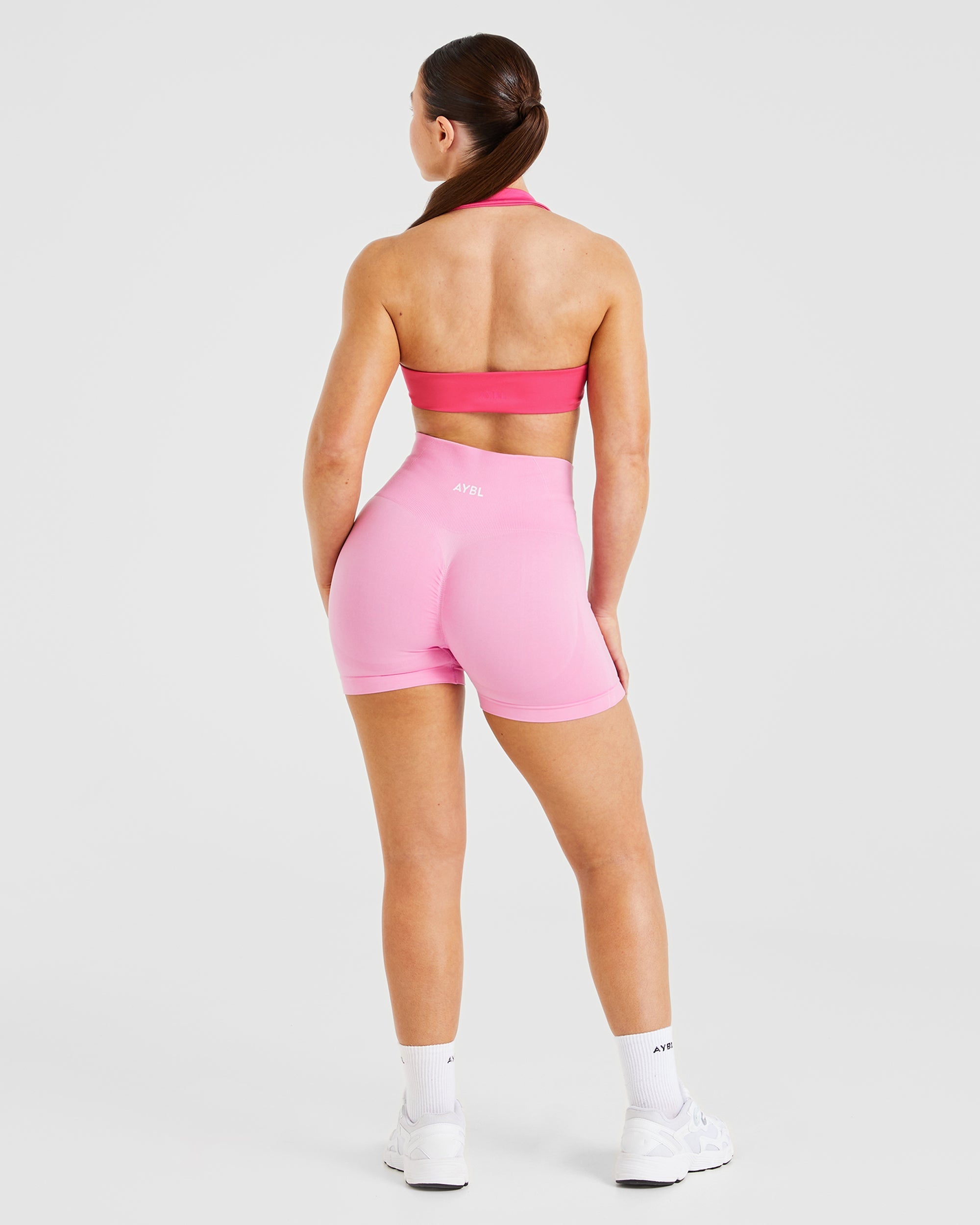 Essential Halterneck Sports Bra - Hot Rose