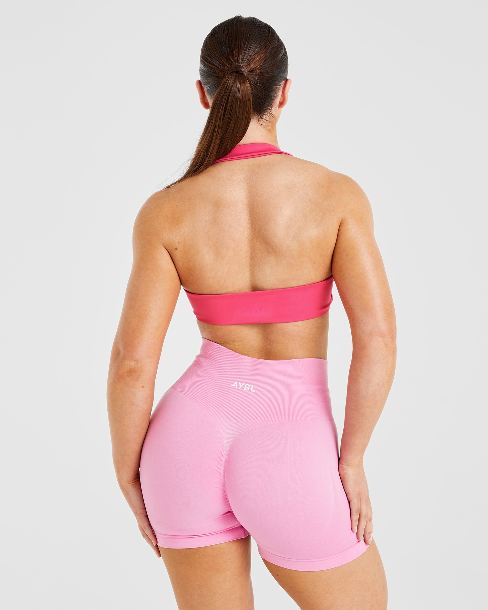 Essential Halterneck Sports Bra - Hot Rose