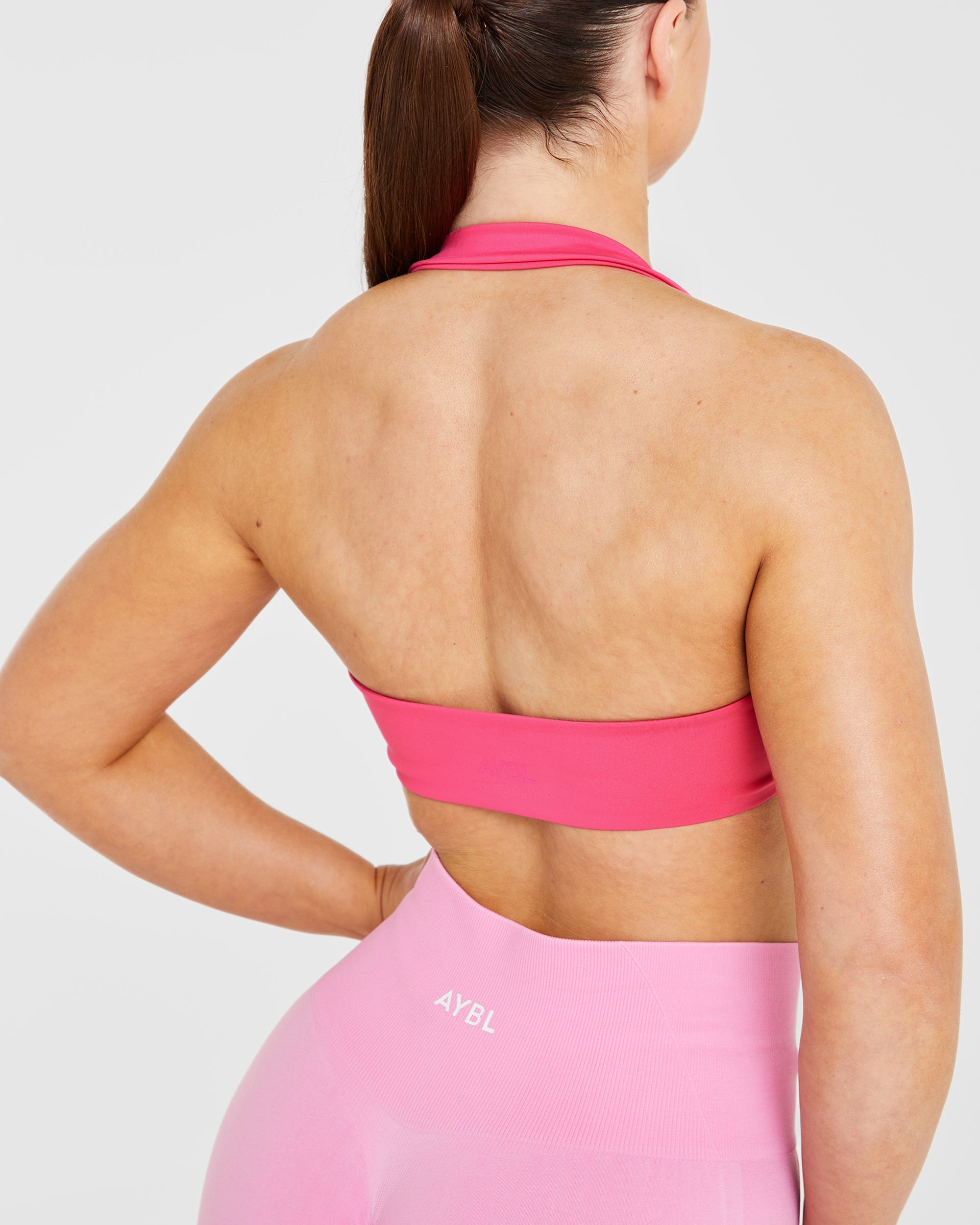 Essential Halterneck Sports Bra - Hot Rose