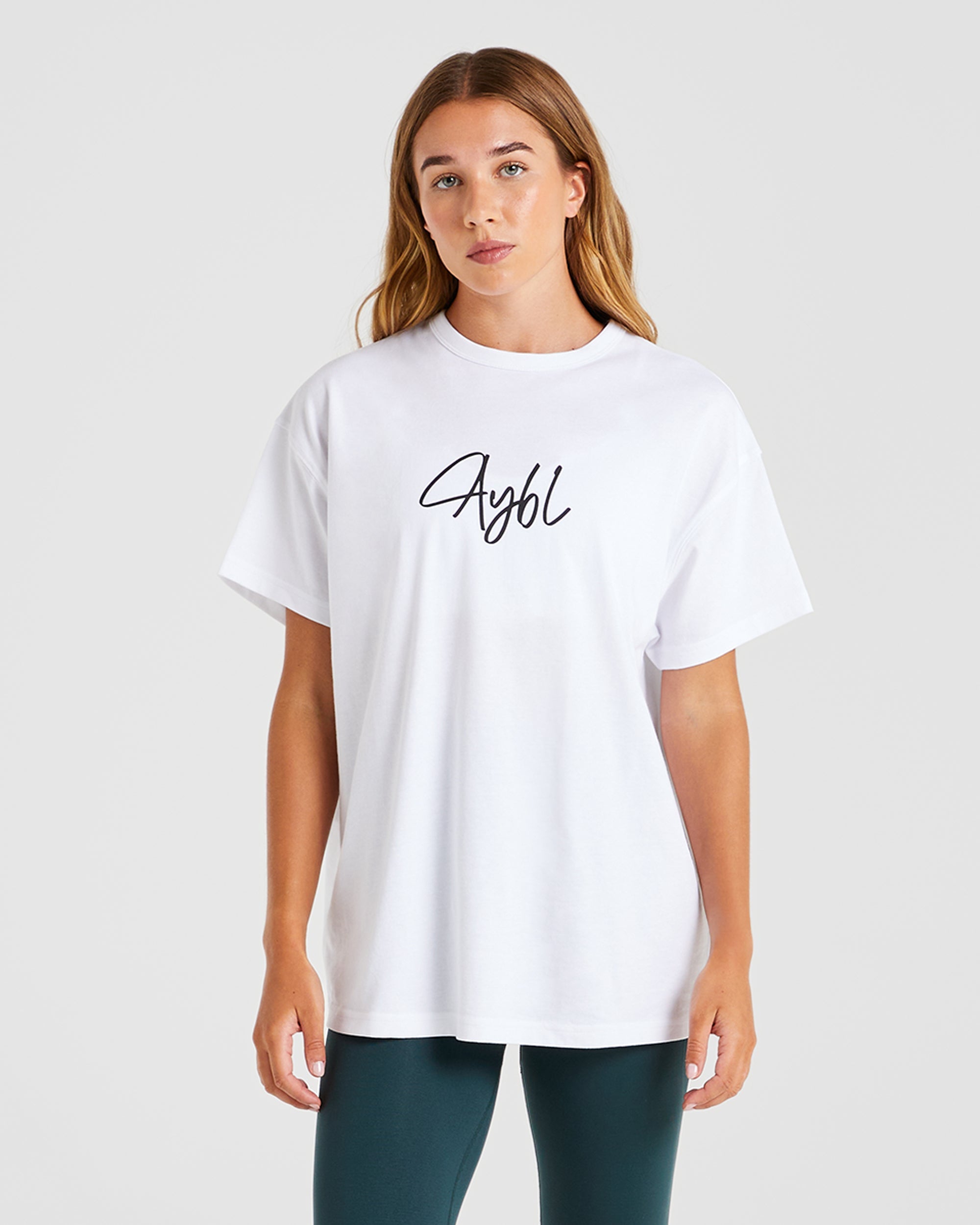 AYBL Script Oversized T Shirt - Blanc