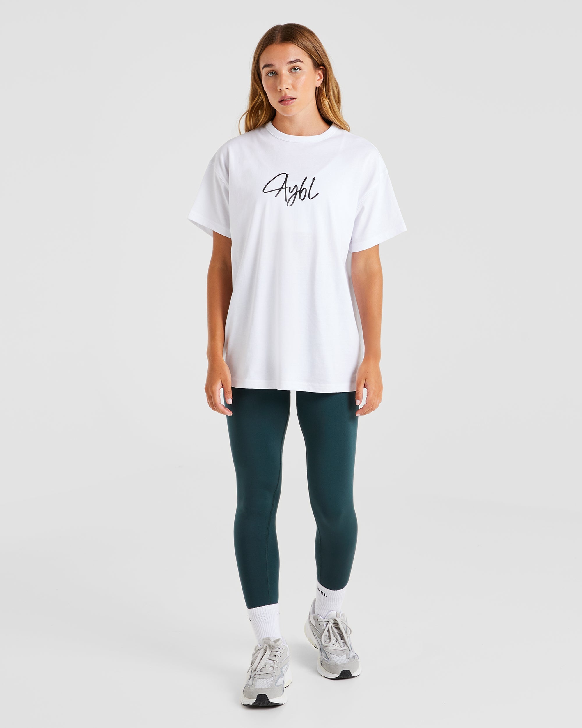 AYBL Script Oversized T Shirt - Blanc