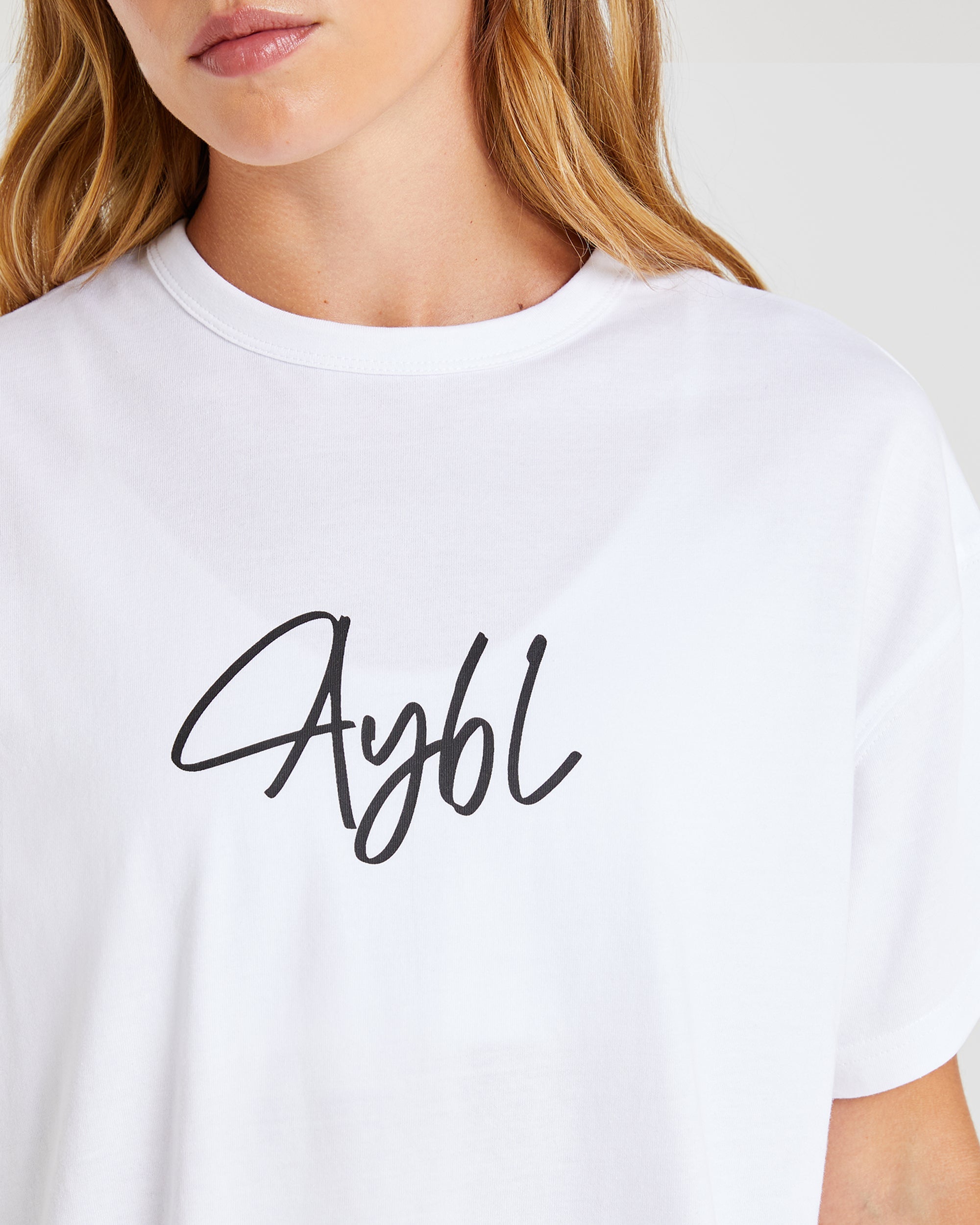 AYBL Script Oversized T Shirt - Blanc