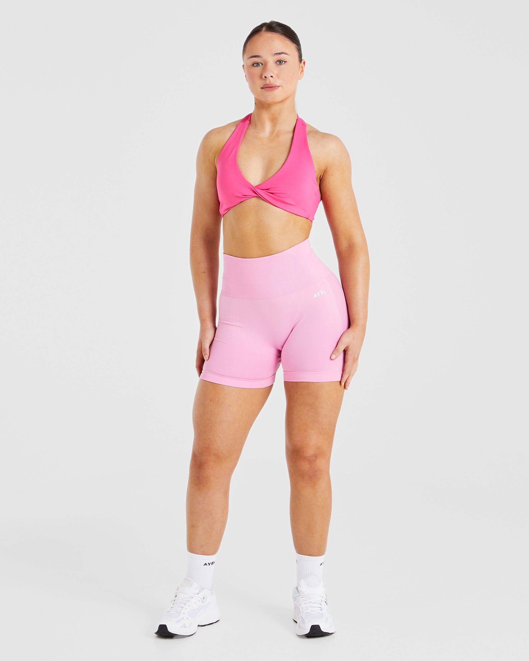 Essential Halterneck Sports Bra - Hot Rose