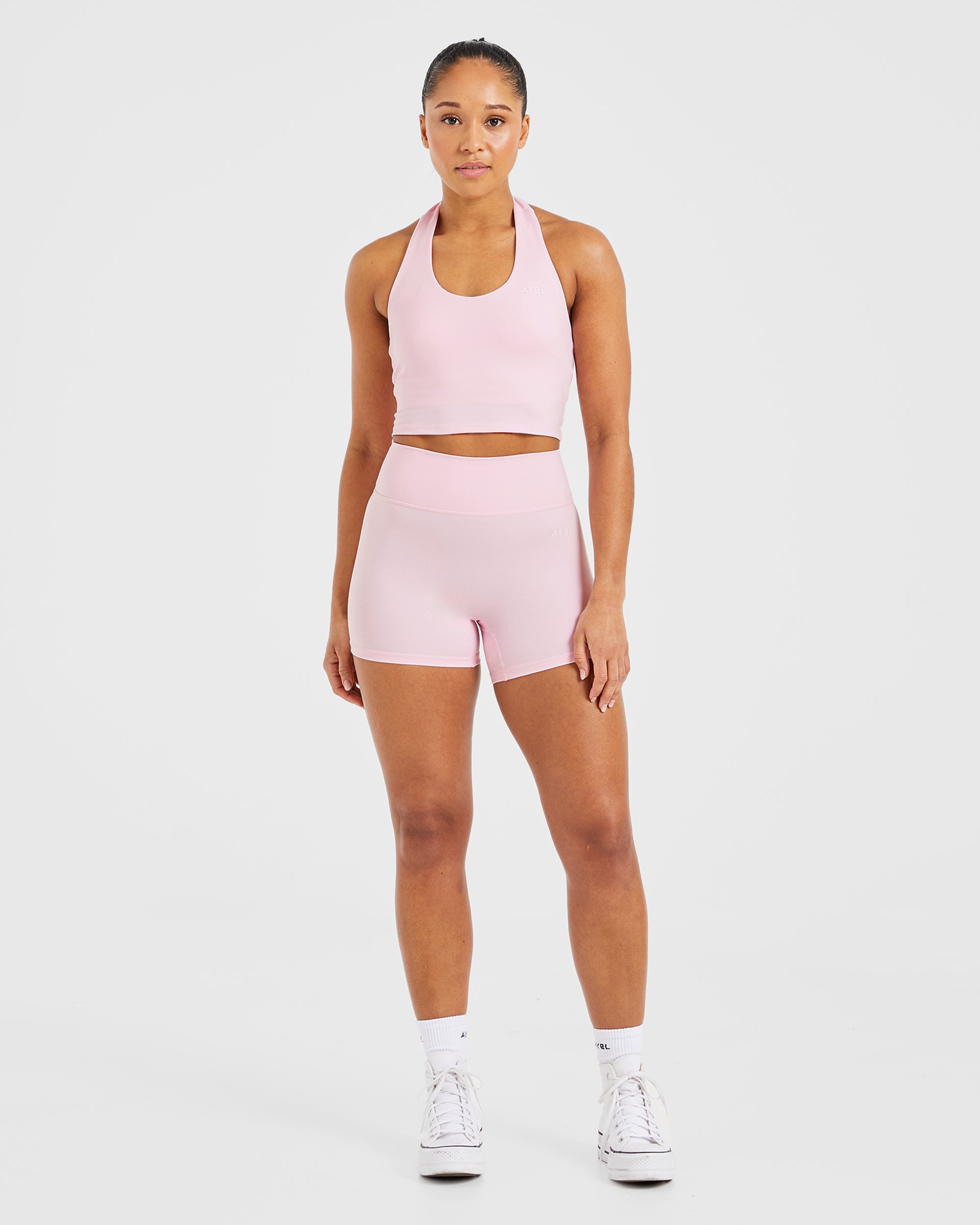 Staple Halterneck Crop Top - Pastel Rose